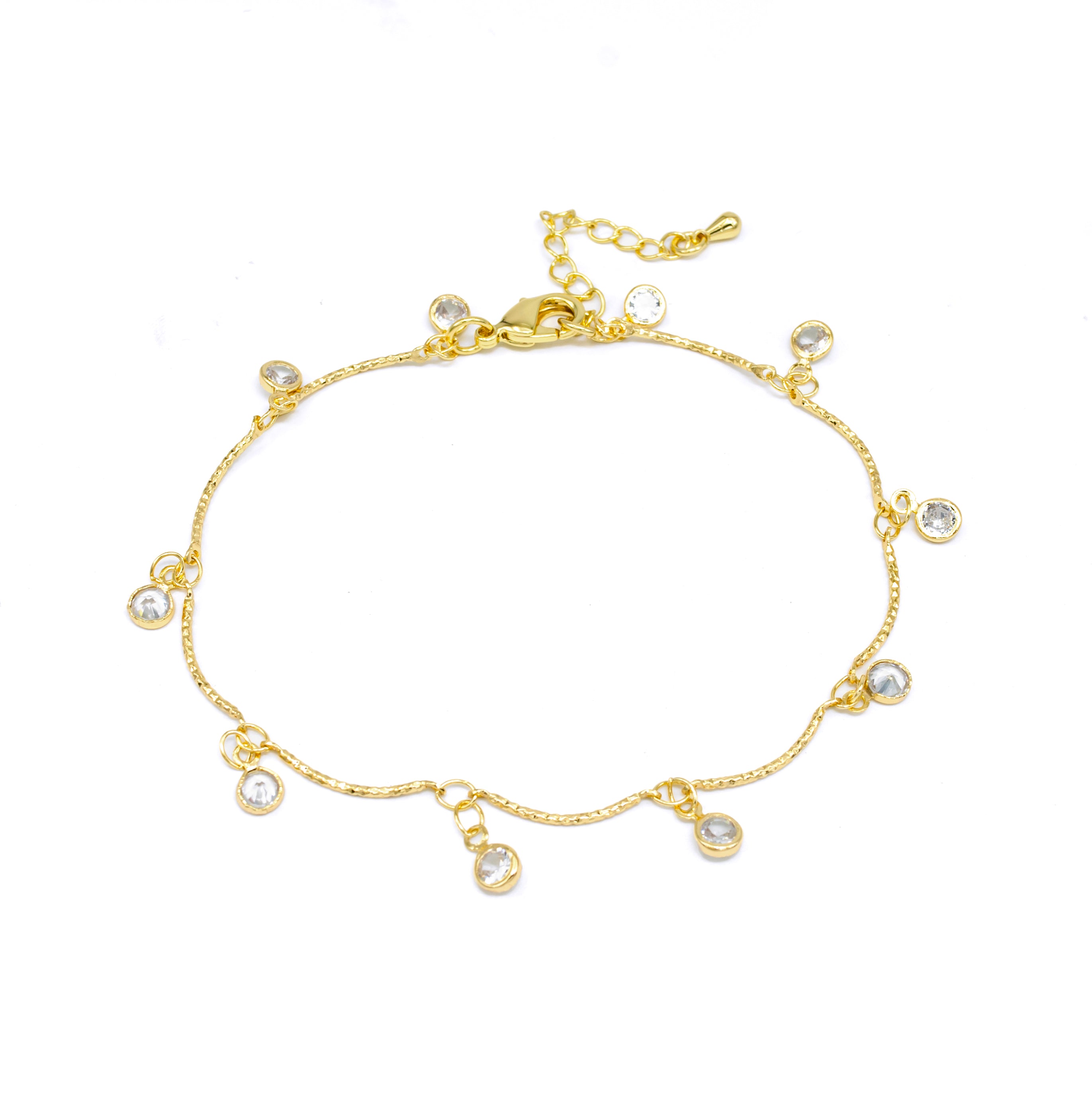 Dainty Gold Clear CZ Charm Bracelet CDESIGN-00107