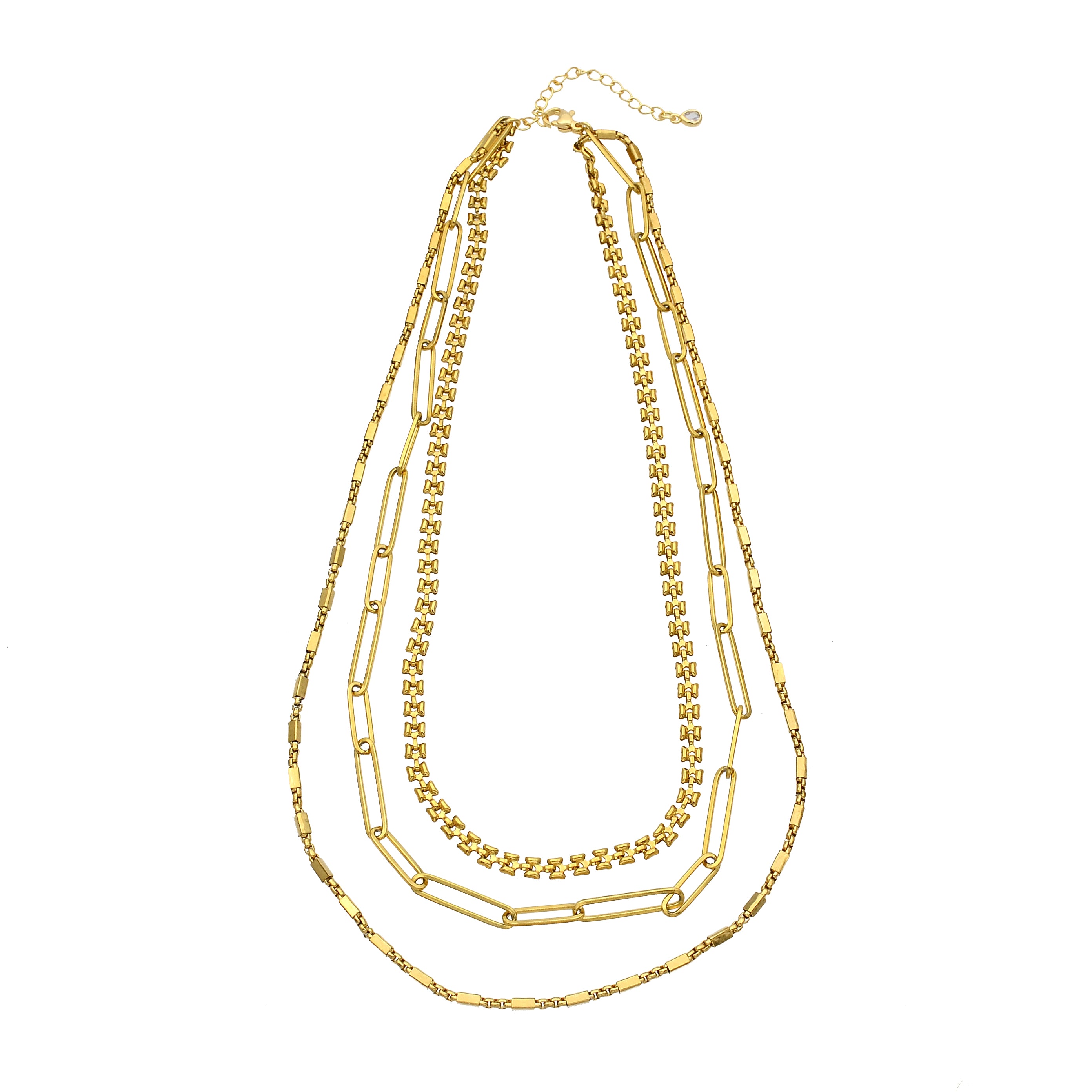 Triple Layer Gold Chain Statement Necklace CDESIGN-00361
