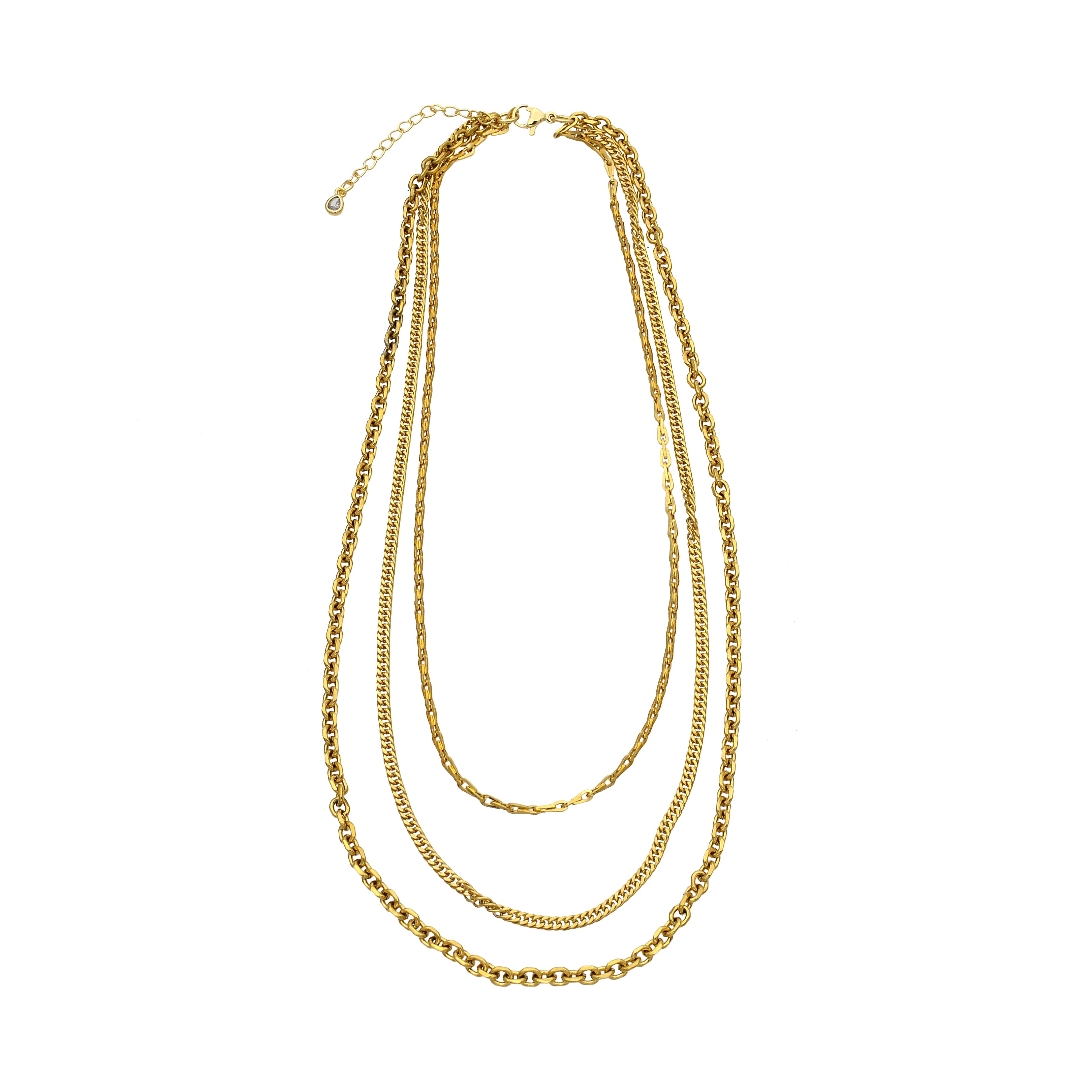 Bold Triple Layer Gold Chain Necklace CDESIGN-00366