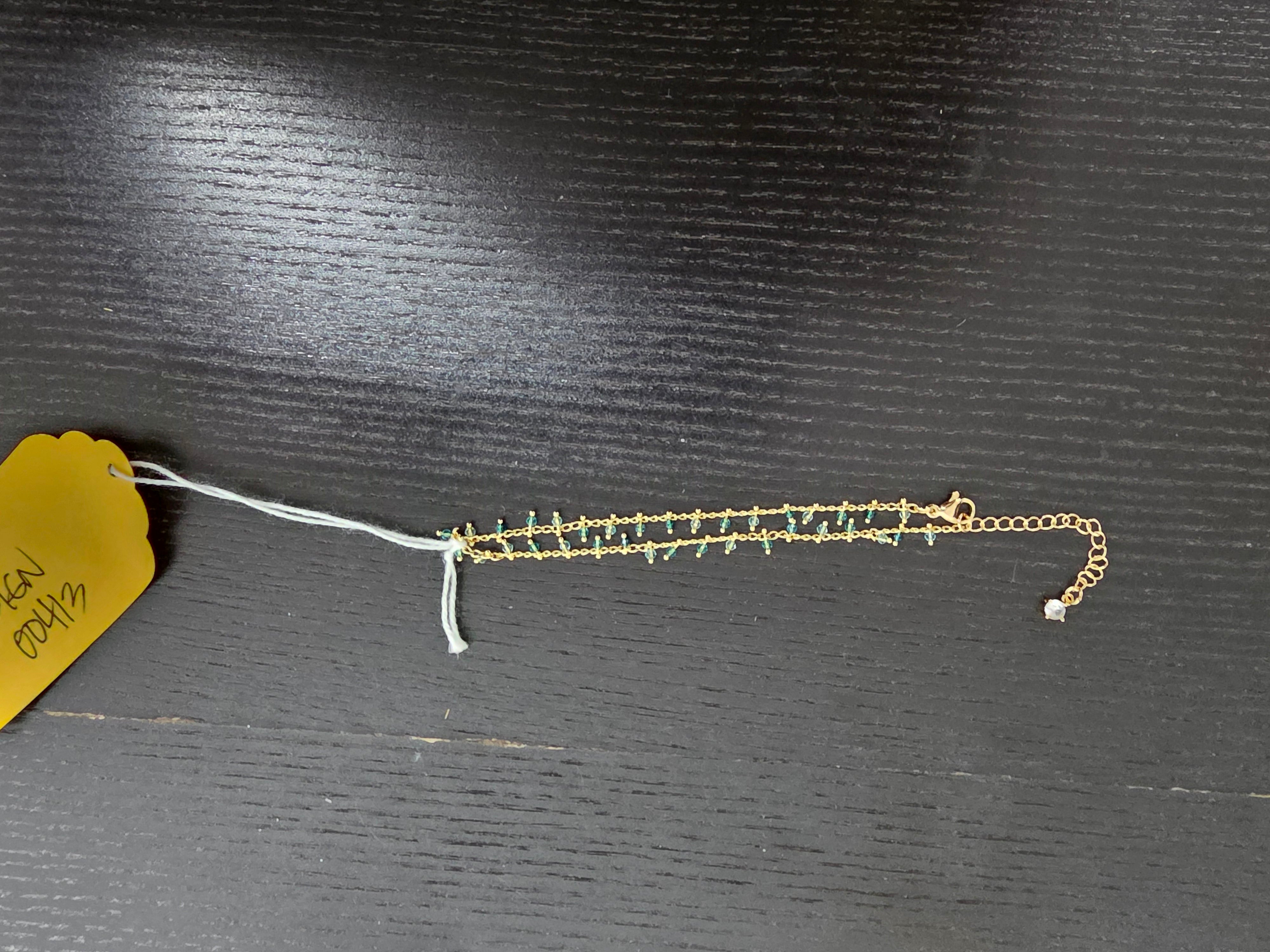 Dainty Gold Green CZ Anklet 8 inch Long CDESIGN-00413
