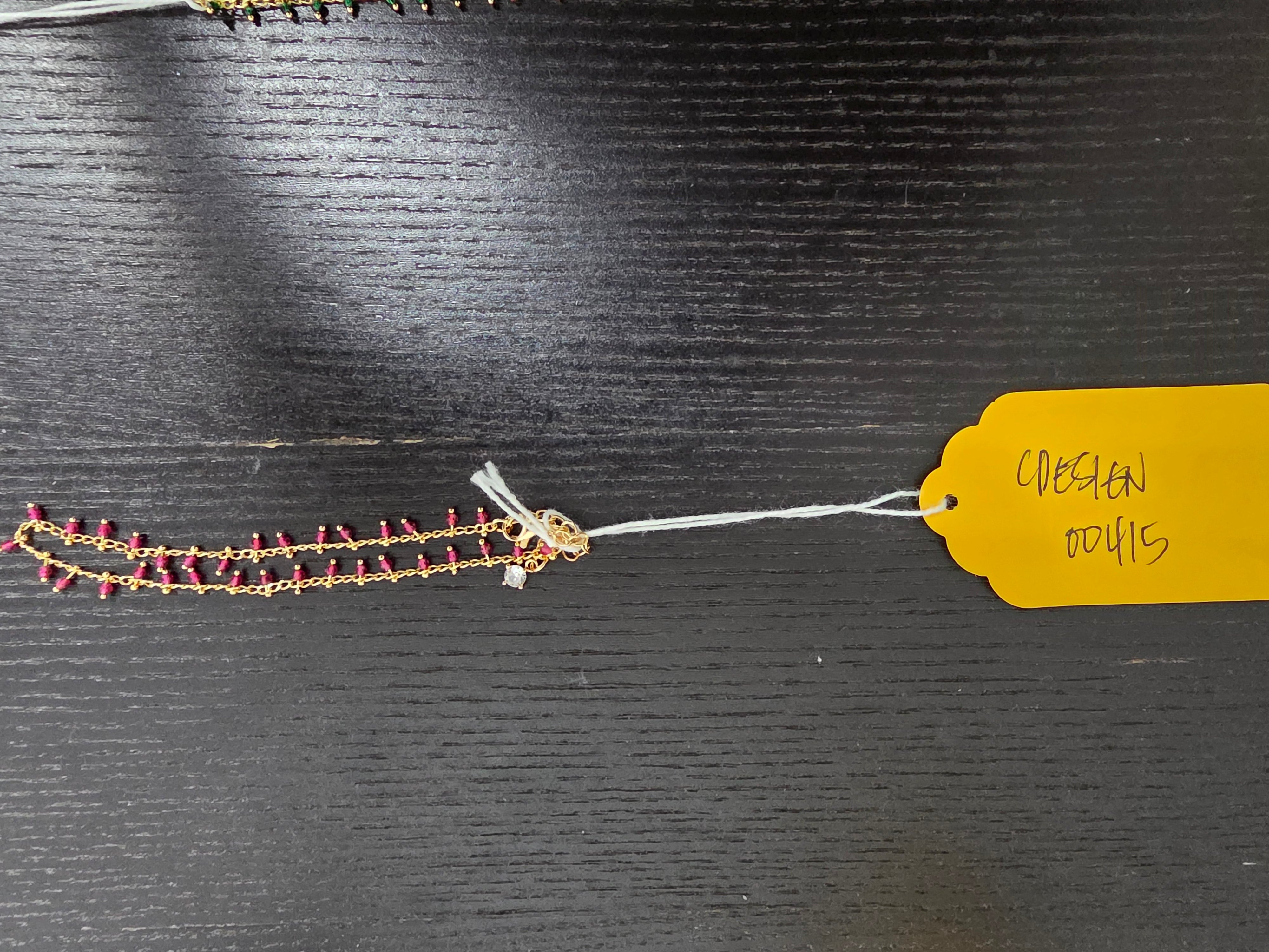 Dainty Gold Dark Red CZ Anklet 8 inch Long CDESIGN-00415