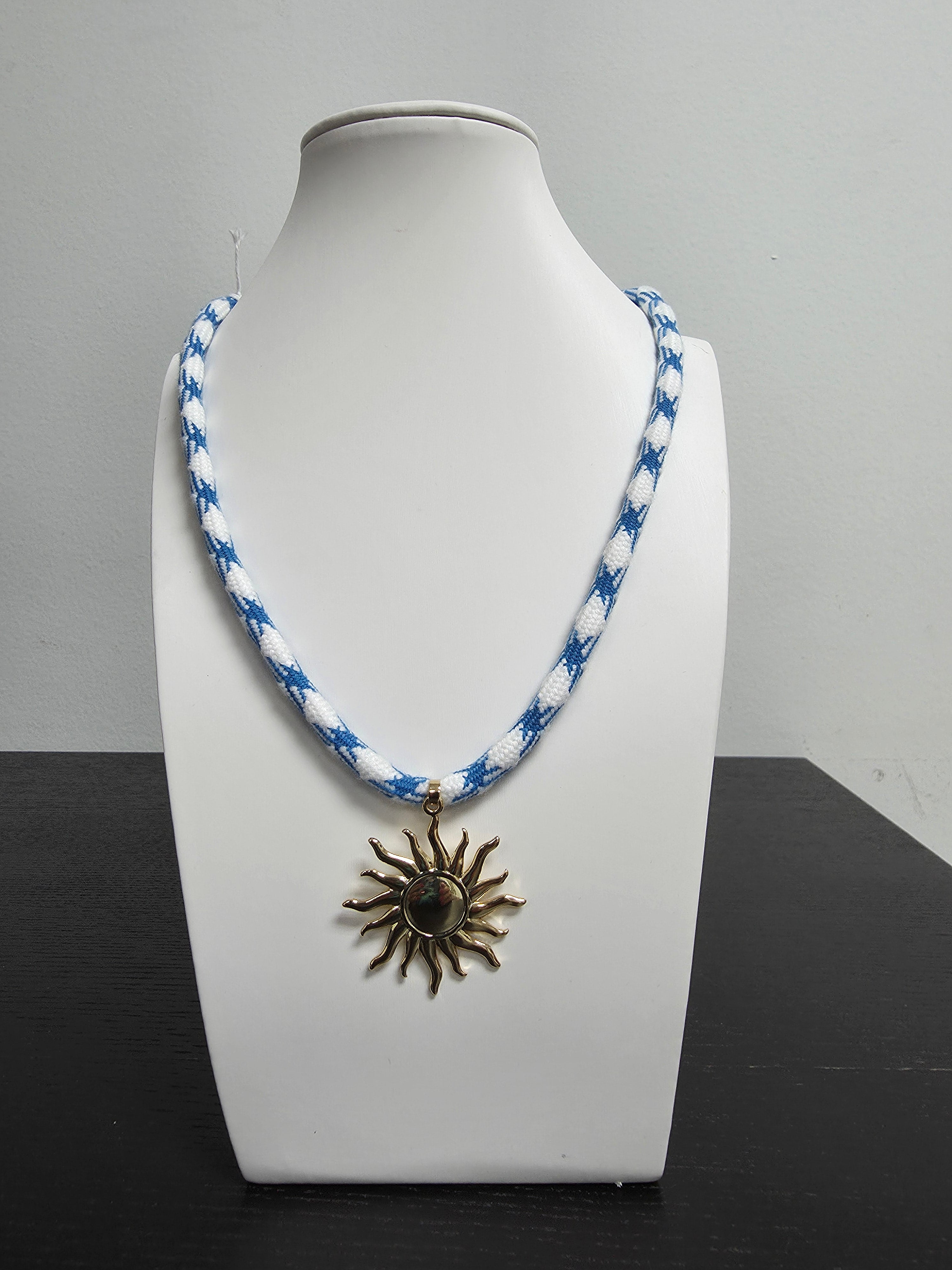 Ligh Blue Cord 18 Inch Necklace with Sun Charm CDESIGN-00457