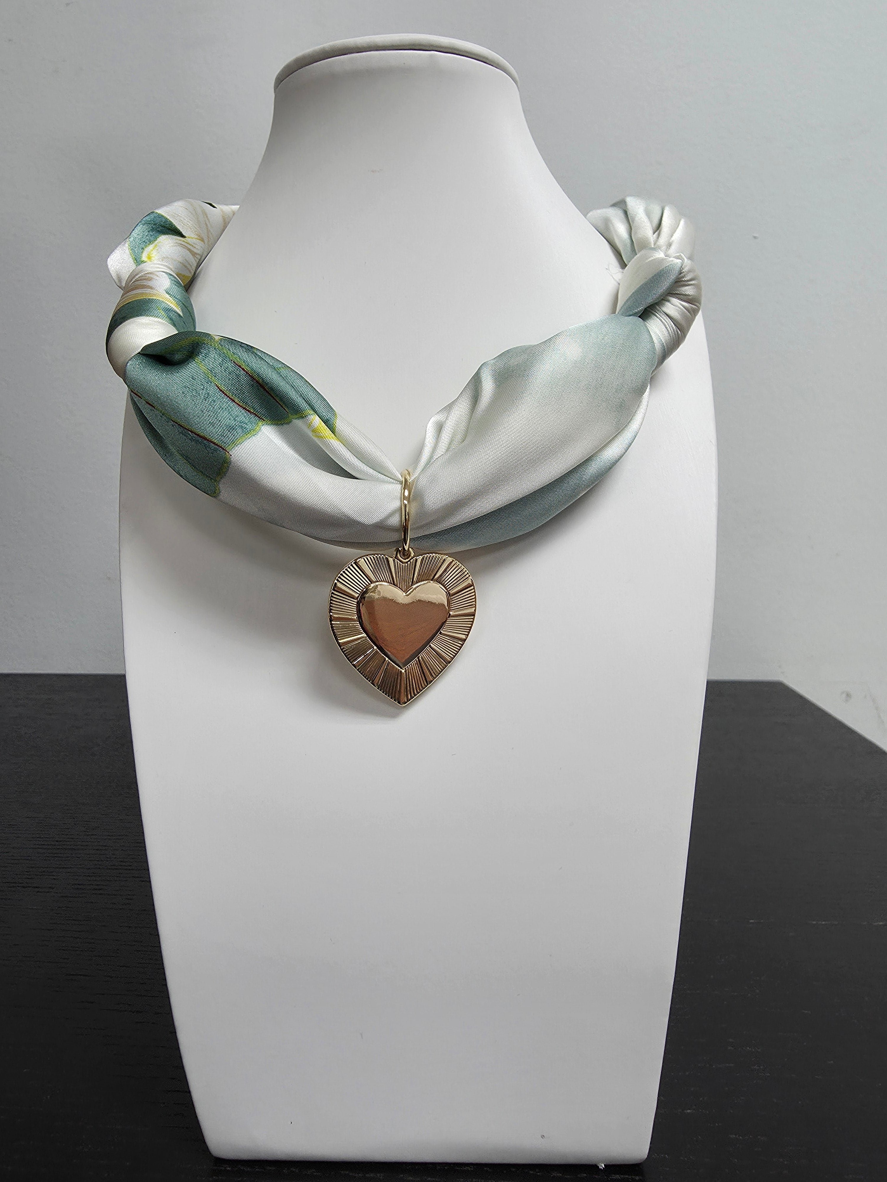 Design Scarf Necklace with Gold Heart Charm CDESIGN-00461