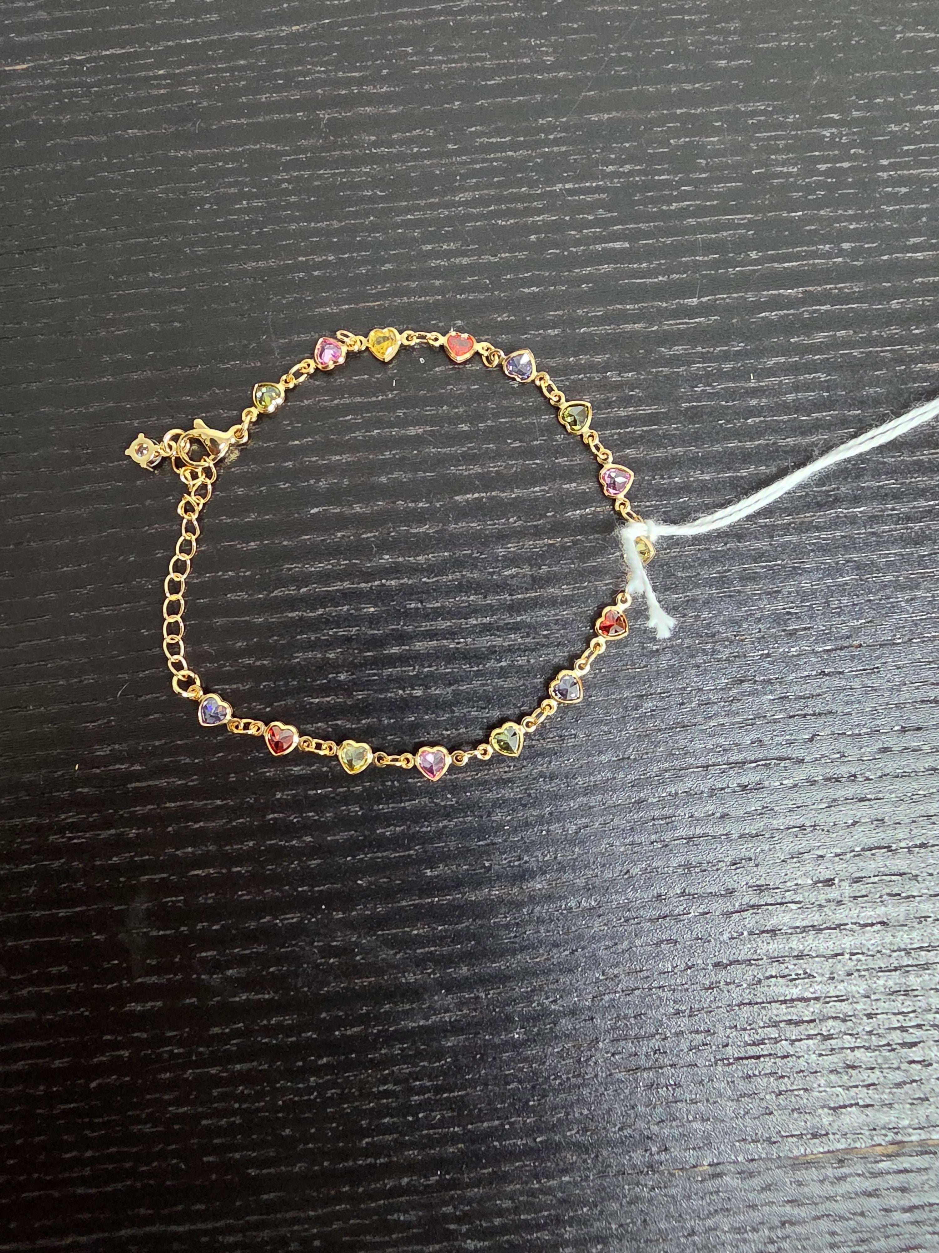 Multicolor CZ Multifaceted Heart Bracelet CDESIGN-00509