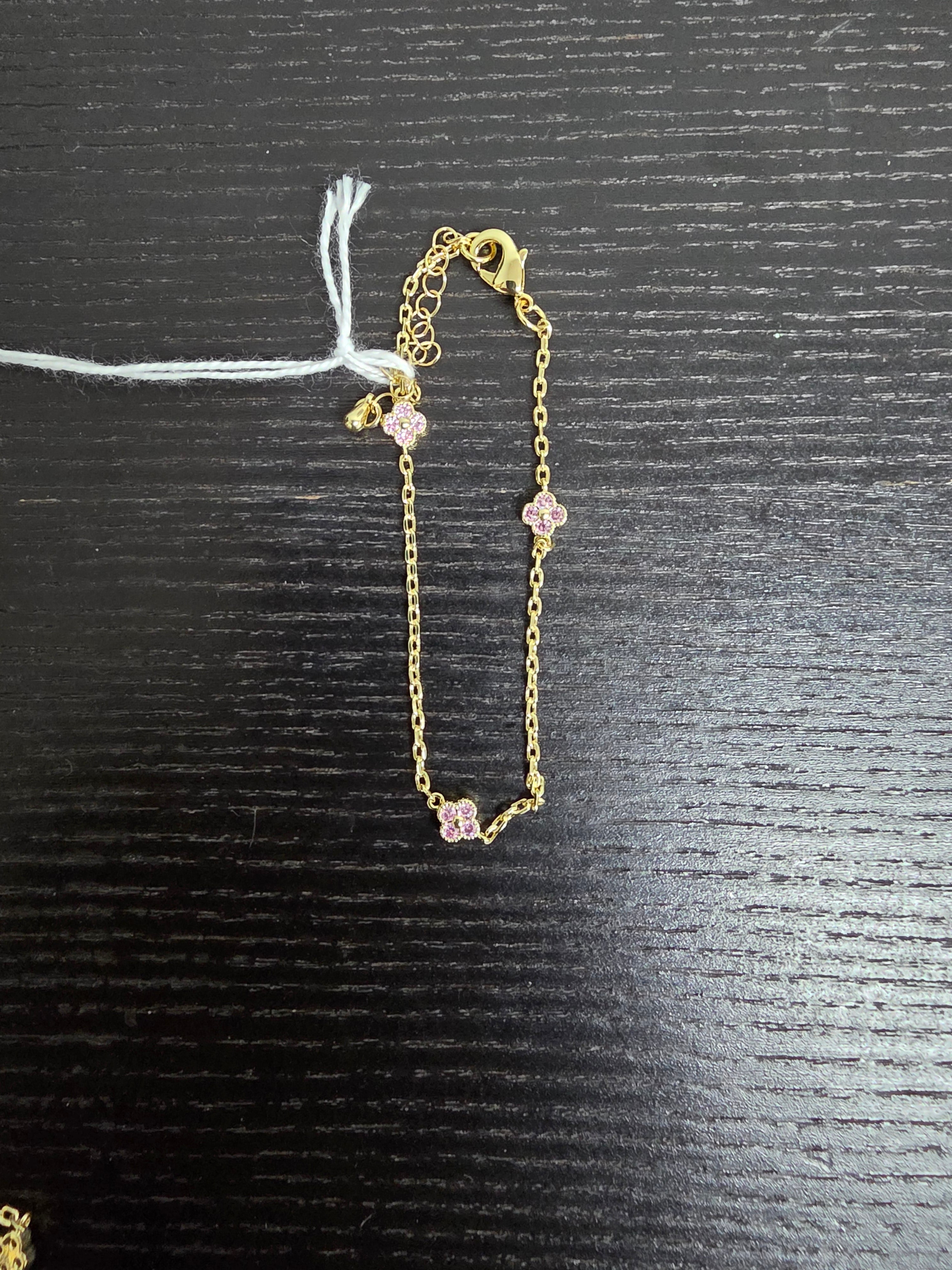 Pink CZ Flower Cable Bracelet CDESIGN-00511