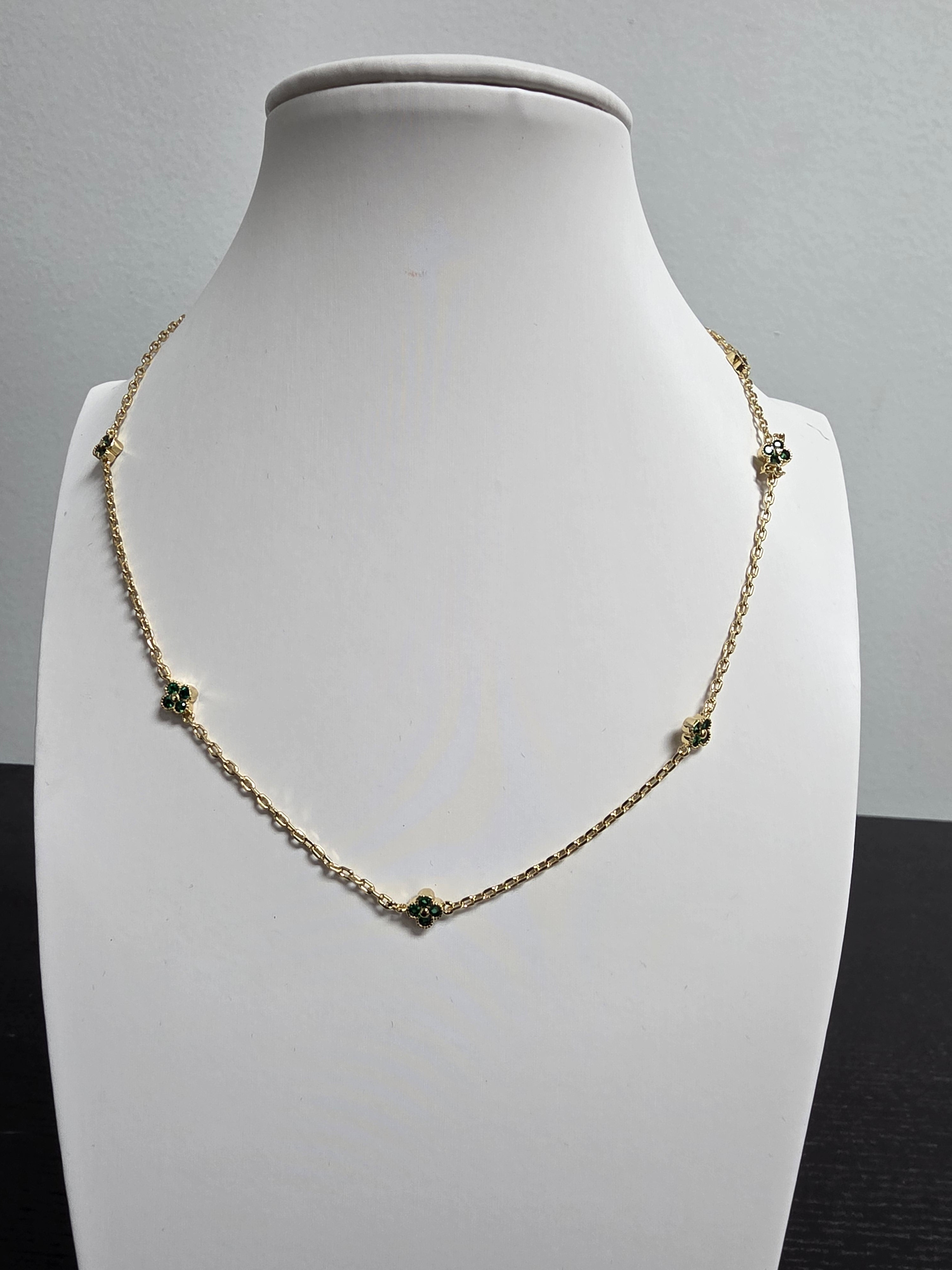 Green CZ Flower Cable 18-Inch Necklace CDESIGN-00514