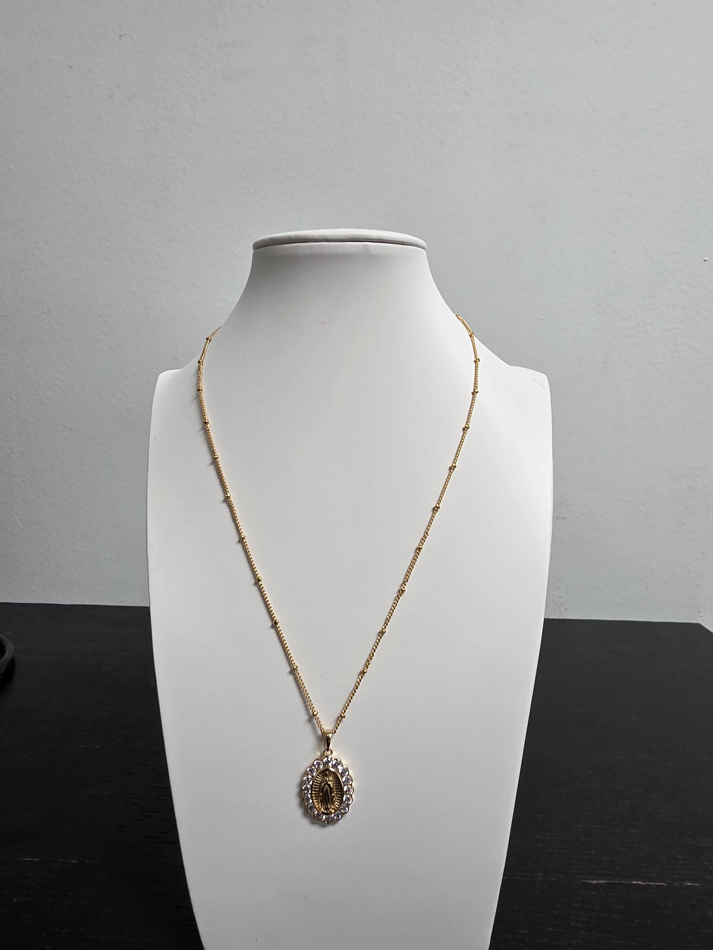 Danity Virgin De Guadalupe CZ Oval Charm 18-Inch Necklace CDESIGN-00516