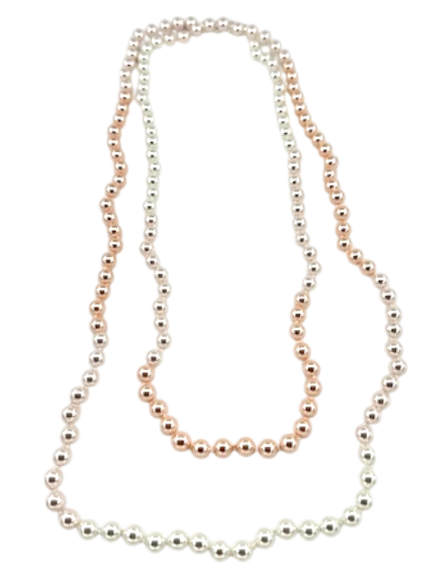 Light Pink, Peach and White shell pearl necklace CN-0322 and CN-0316
