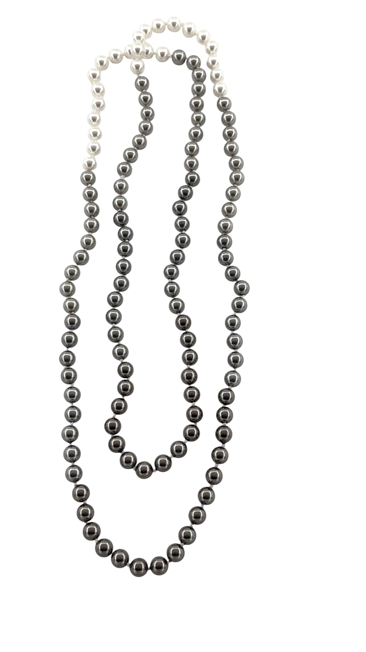 Grey and multi-color shell pearl necklaces CN-0318 and CN-0324