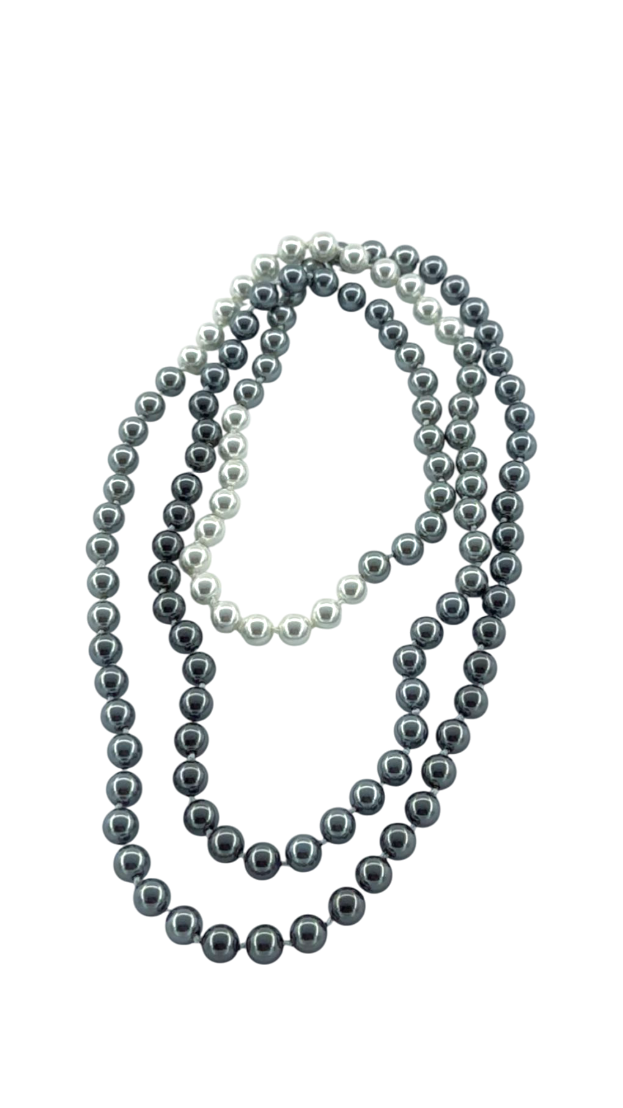 Grey and multi-color shell pearl necklaces CN-0318 and CN-0324
