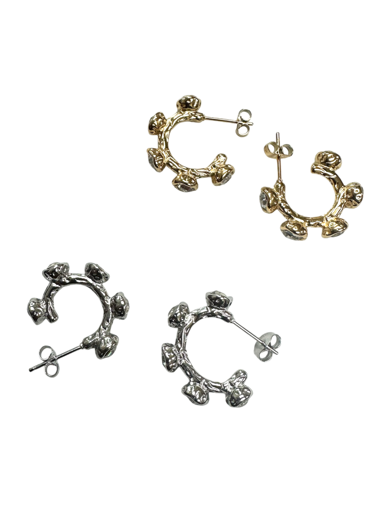 C-Shape Hoop W. Diamonds Earring EA-0370 EA-0371