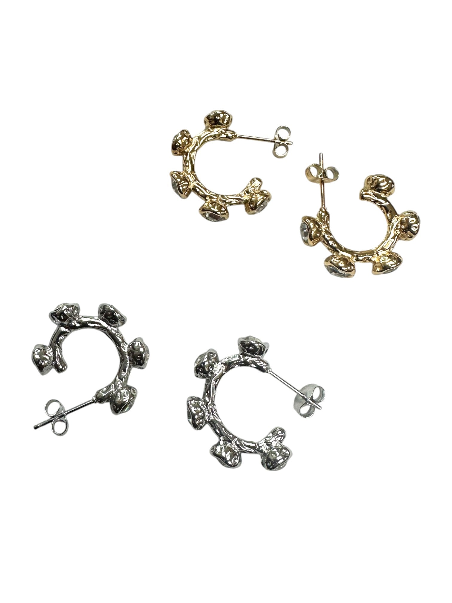 C-Shape Hoop W. Diamonds Earring EA-0370 EA-0371