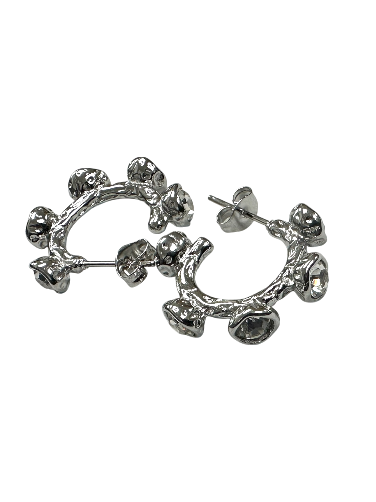 C-Shape Hoop W. Diamonds Earring EA-0370 EA-0371