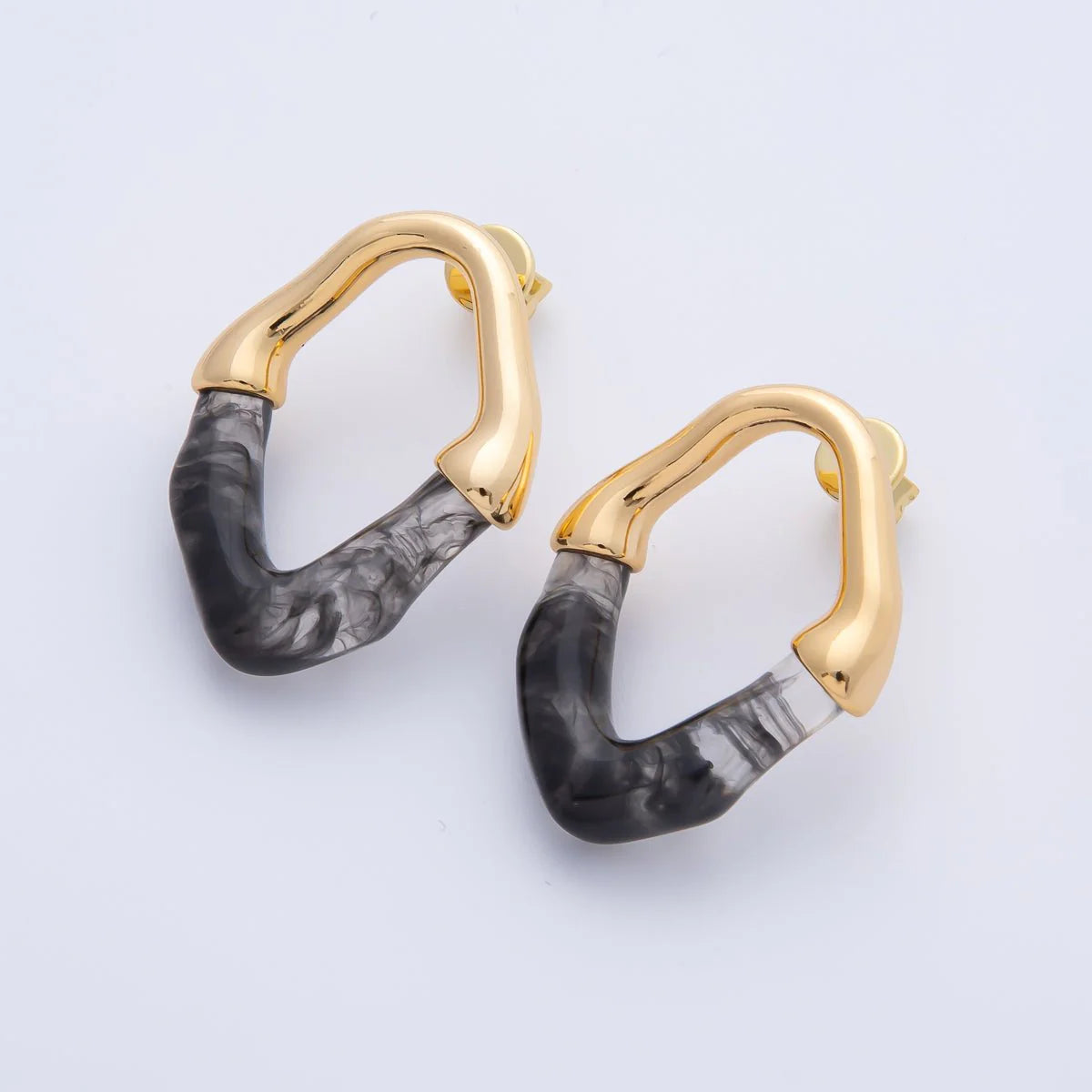 Gold Chic Resin Oval Stud Earrings ✦ EA-21AD1580 - EA-21AD1583