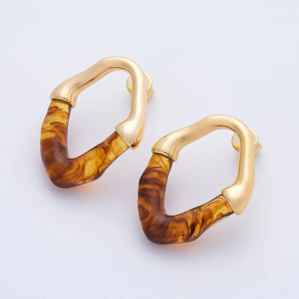 Gold Chic Resin Oval Stud Earrings ✦ EA-21AD1580 - EA-21AD1583