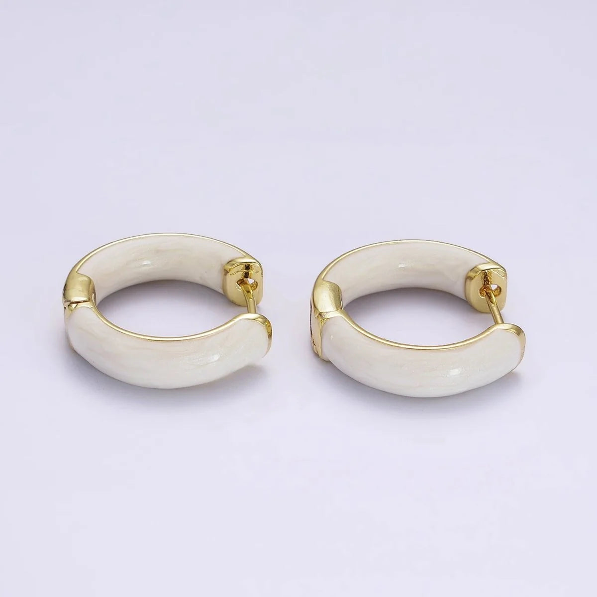 14K Gold Filled Pearlized Enamel Hoops ✦ EA-21AE655