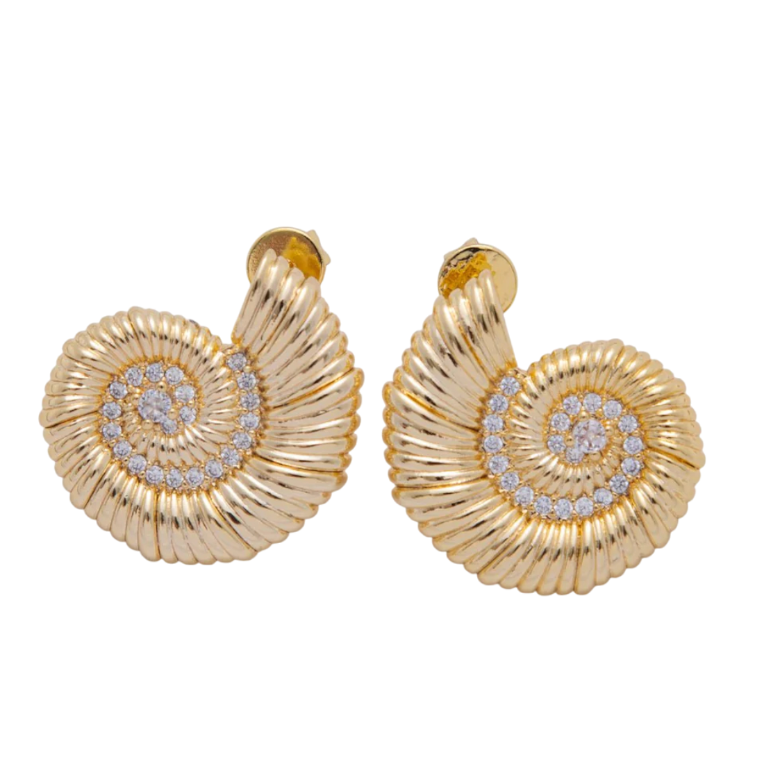 Micro Paved CZ Spiral Shell Stud Earrings EA-21AJ147