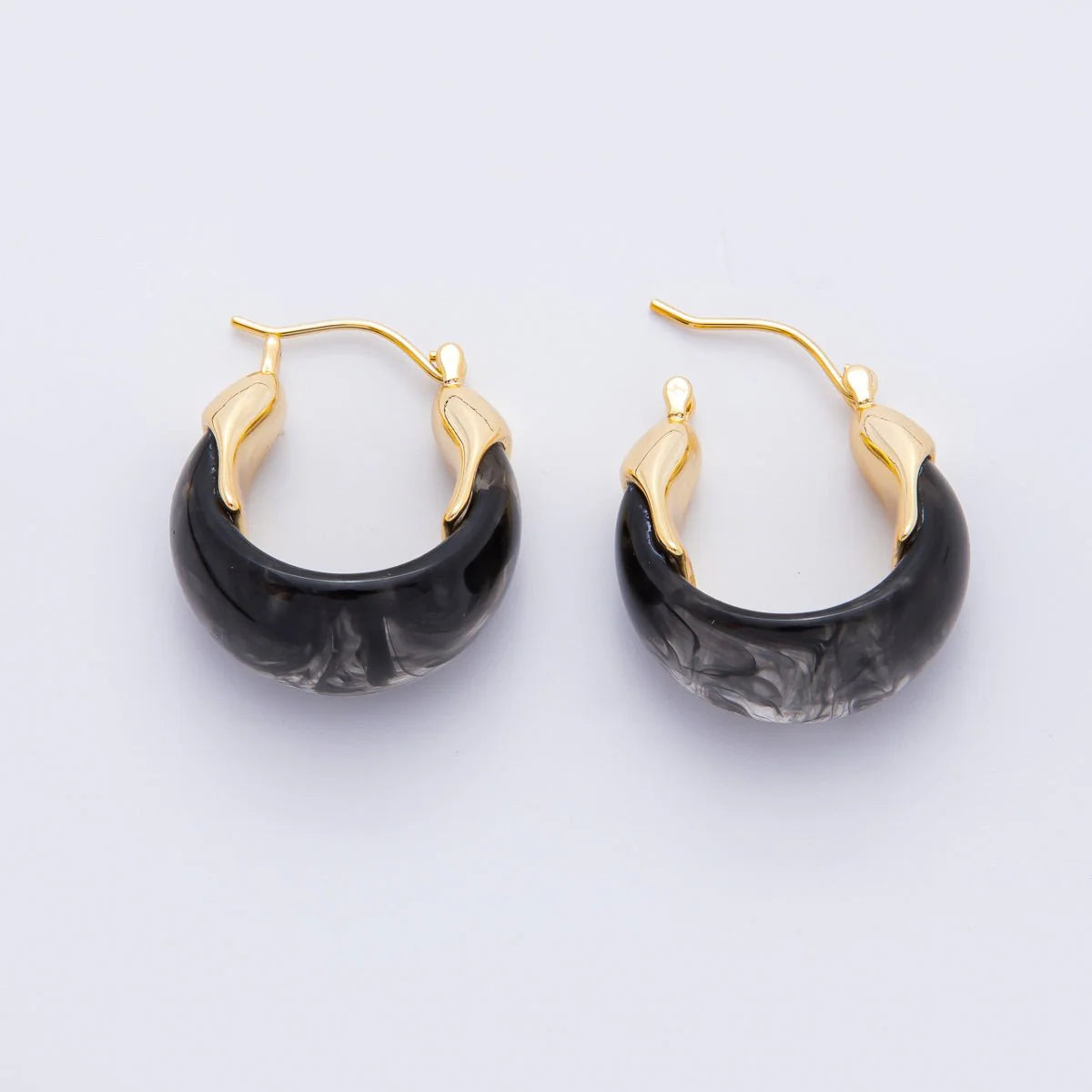 Molten Gold Resin Tortoise Latch Huggie  Hoops ✦ EA-21AJ261 - EA-21AJ264