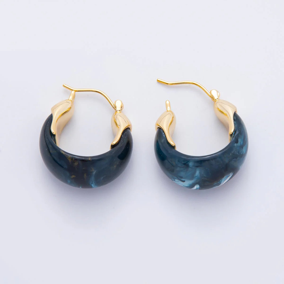 Molten Gold Resin Tortoise Latch Huggie  Hoops ✦ EA-21AJ261 - EA-21AJ264