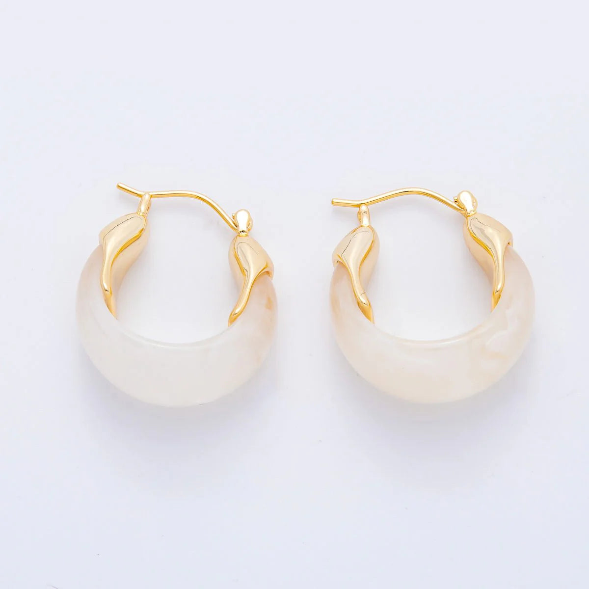 Molten Gold Resin Tortoise Latch Huggie  Hoops ✦ EA-21AJ261 - EA-21AJ264