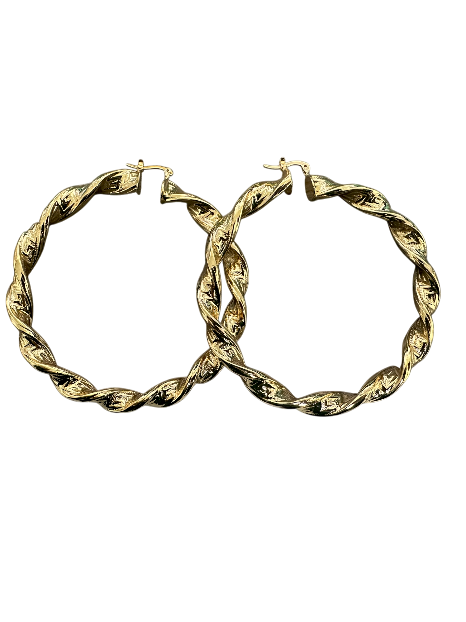 Twisted Line Textured large Hoop Earrings EA-21G020015