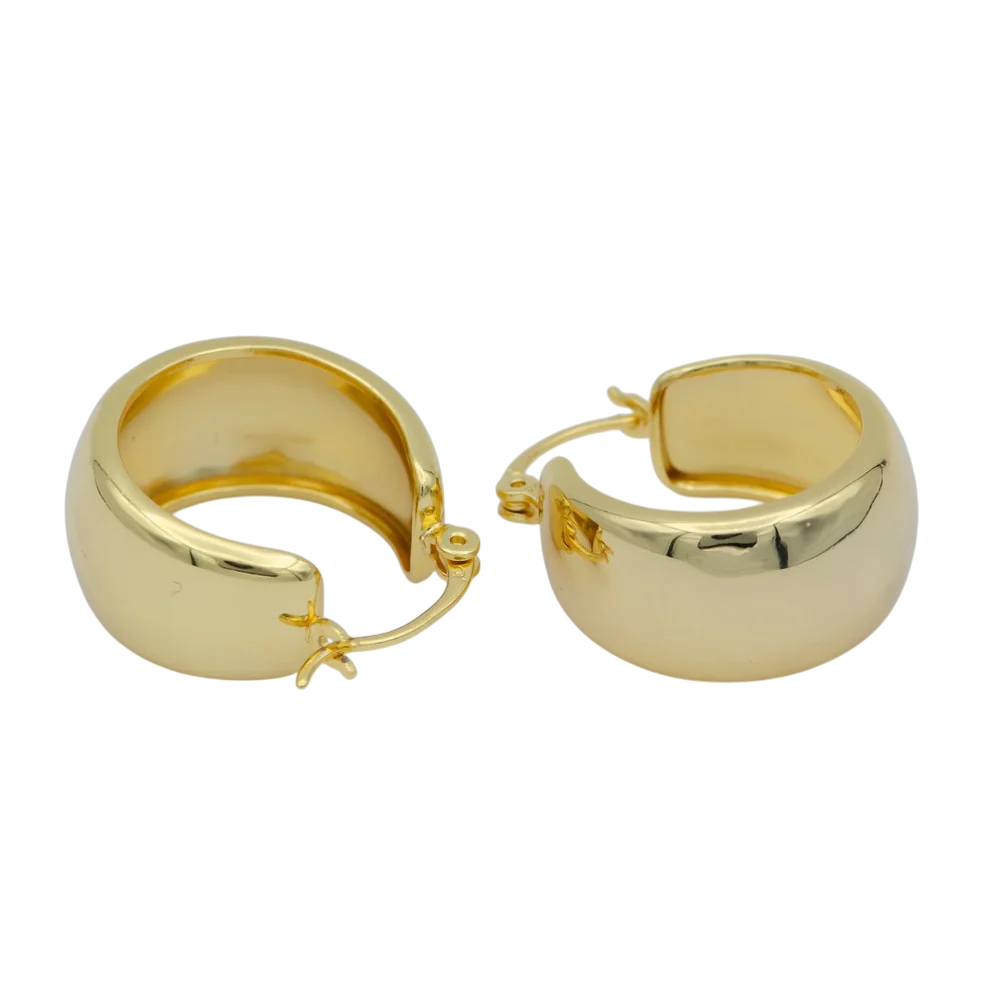Chunky Minimalist Wide Dome Hoop Earrings EA-21P265
