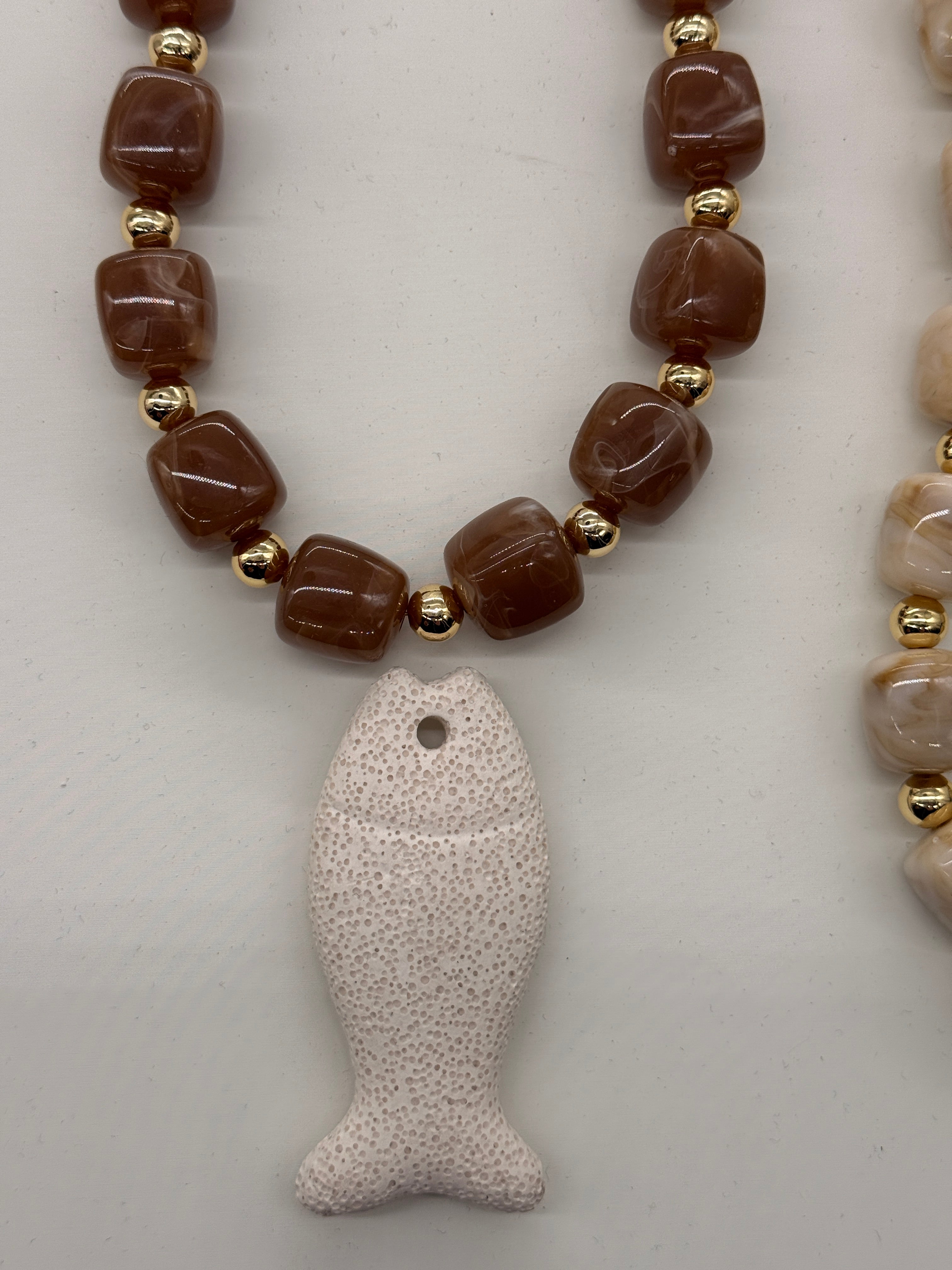 Blue Resin W. Lava Stone Fish NC-SJ2077