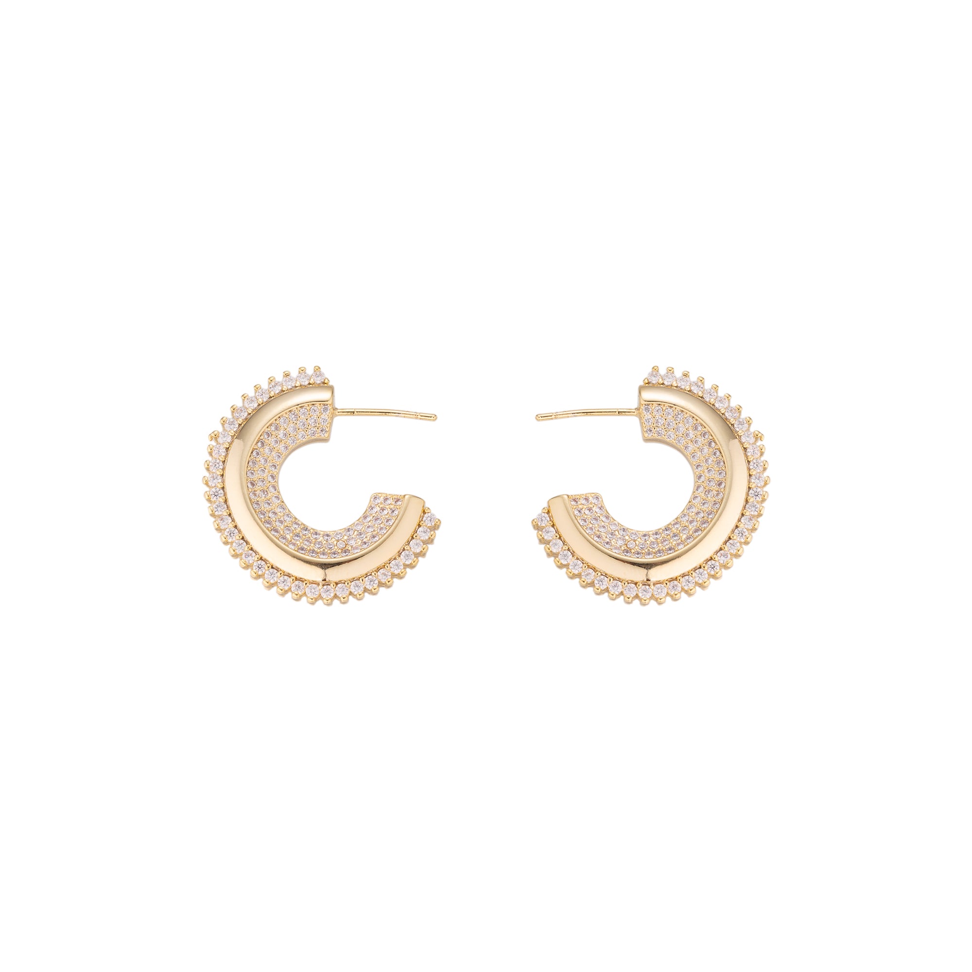 Chunky Gold CZ Statement Posts Earring-00304 Earring-00305