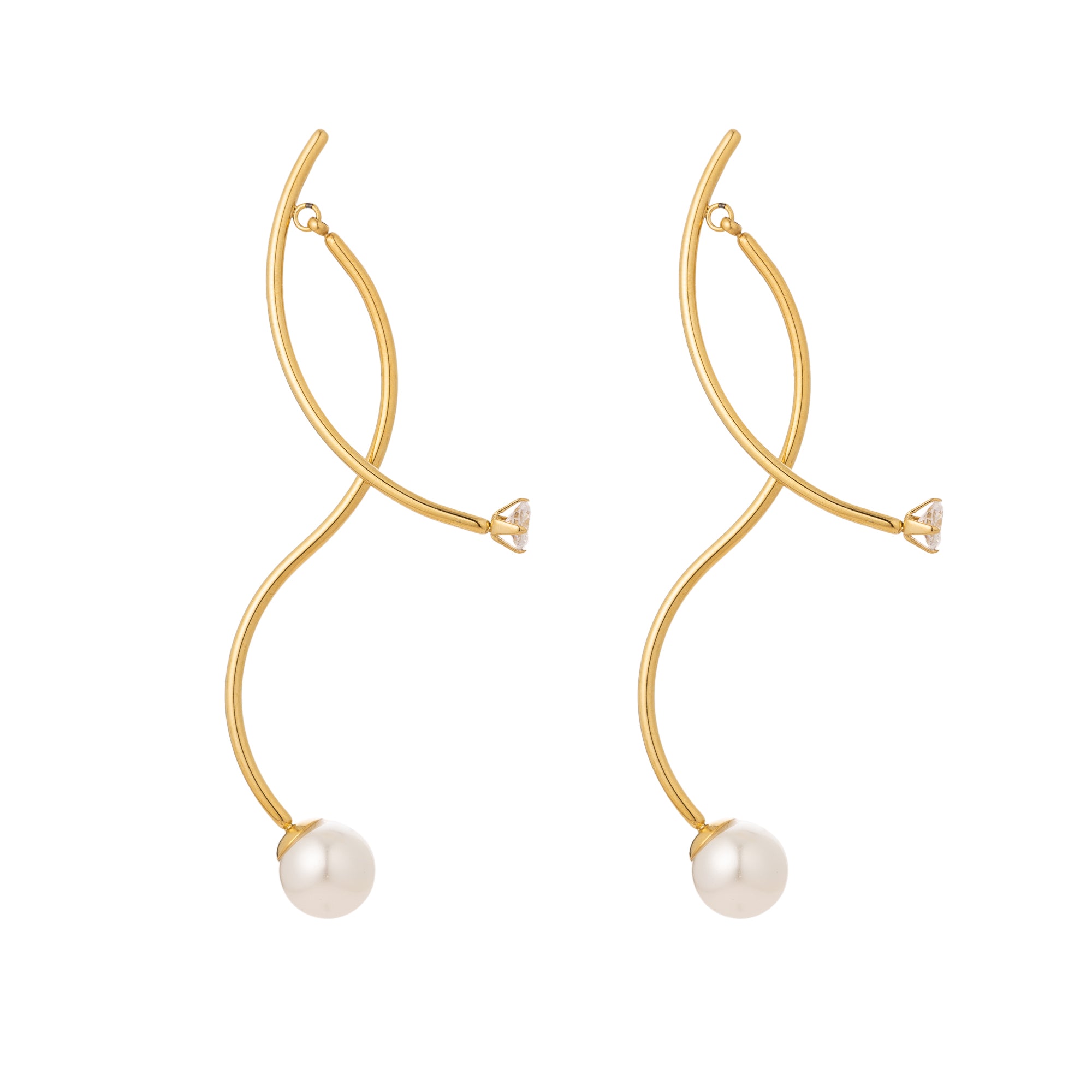 Dainty Stainless Steel Pearl Classic Dangling Earring-00315