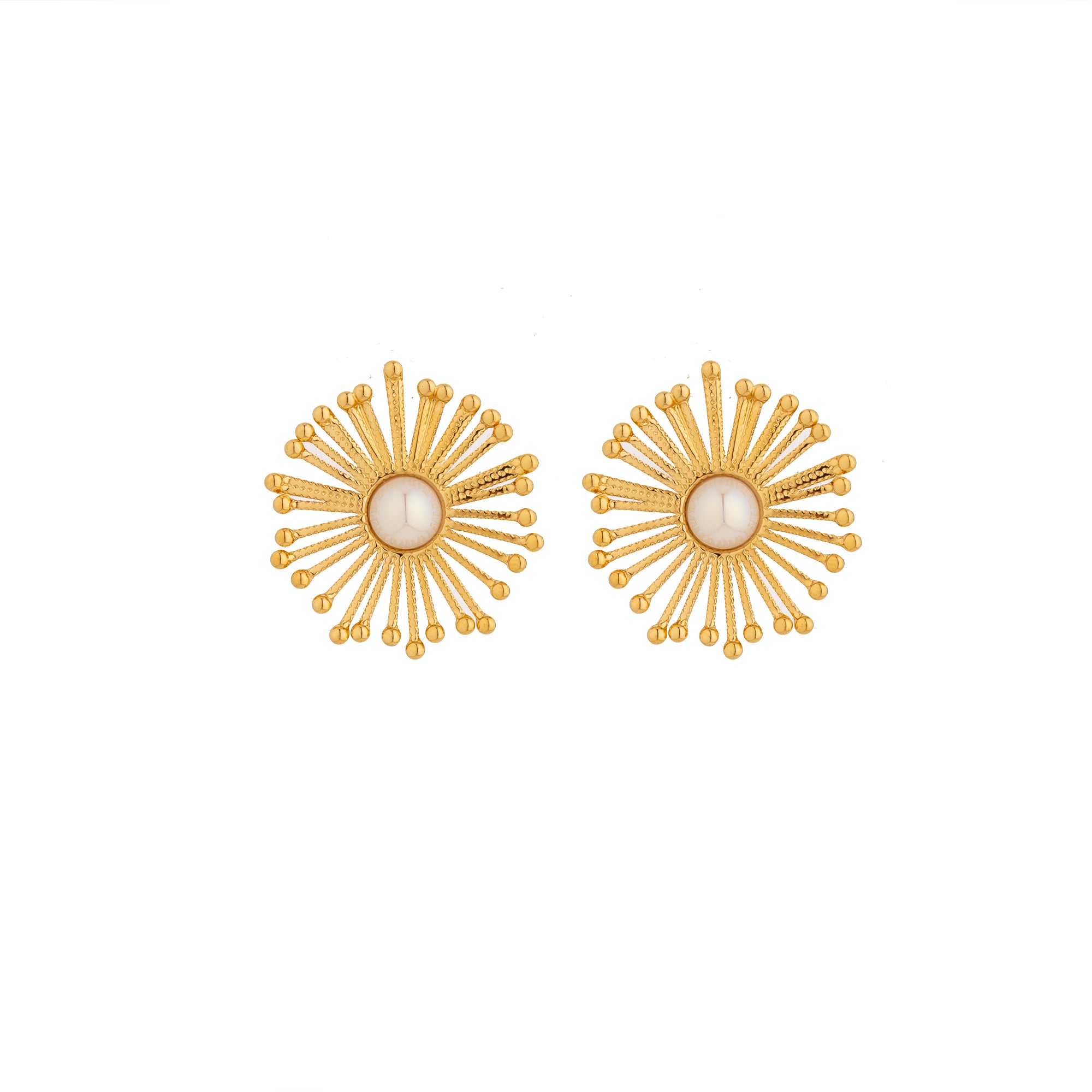 Classic Stainless Steel Pearl Sun Studs Earring-00332
