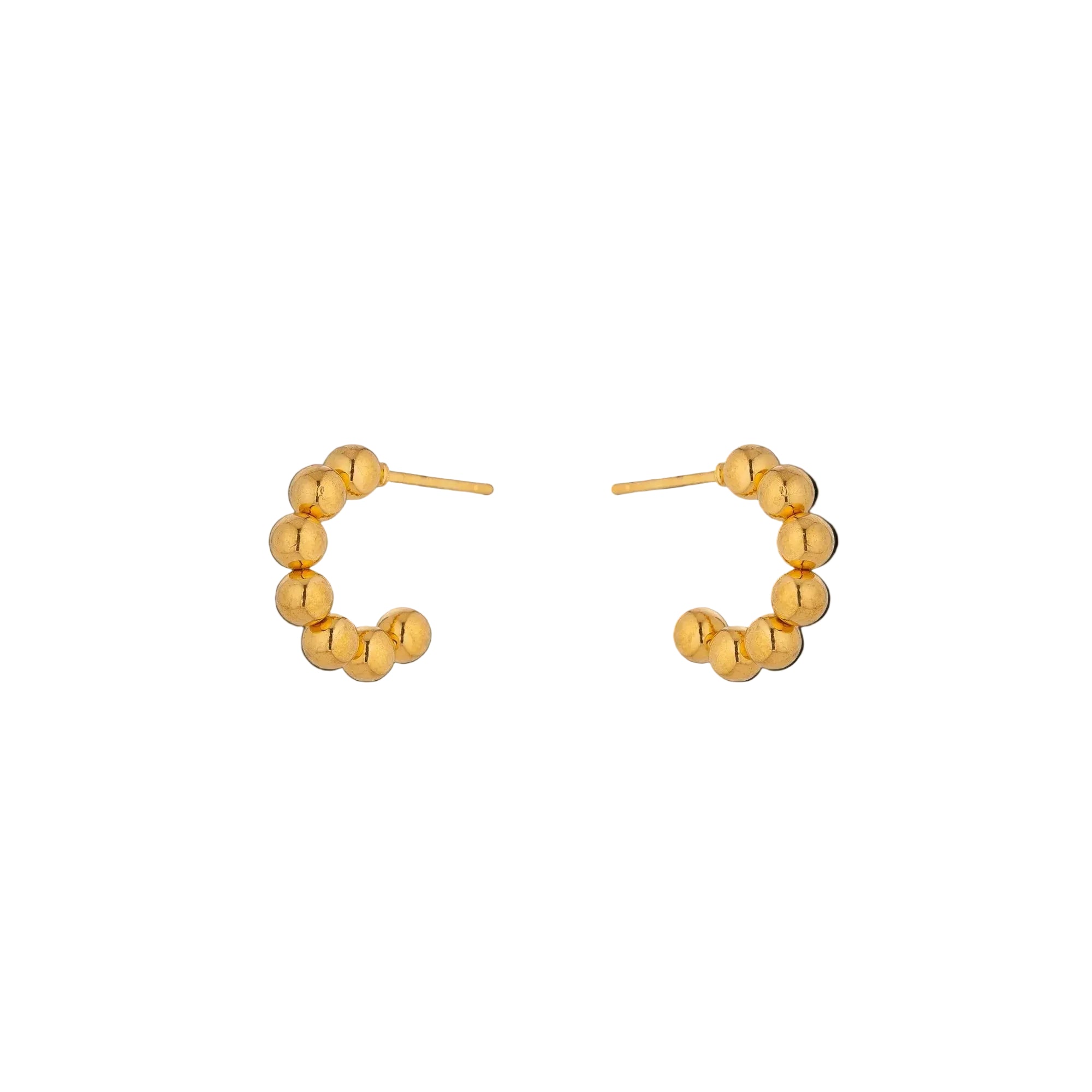 Dainty Gold Beaded Stud Hoop EA-0359