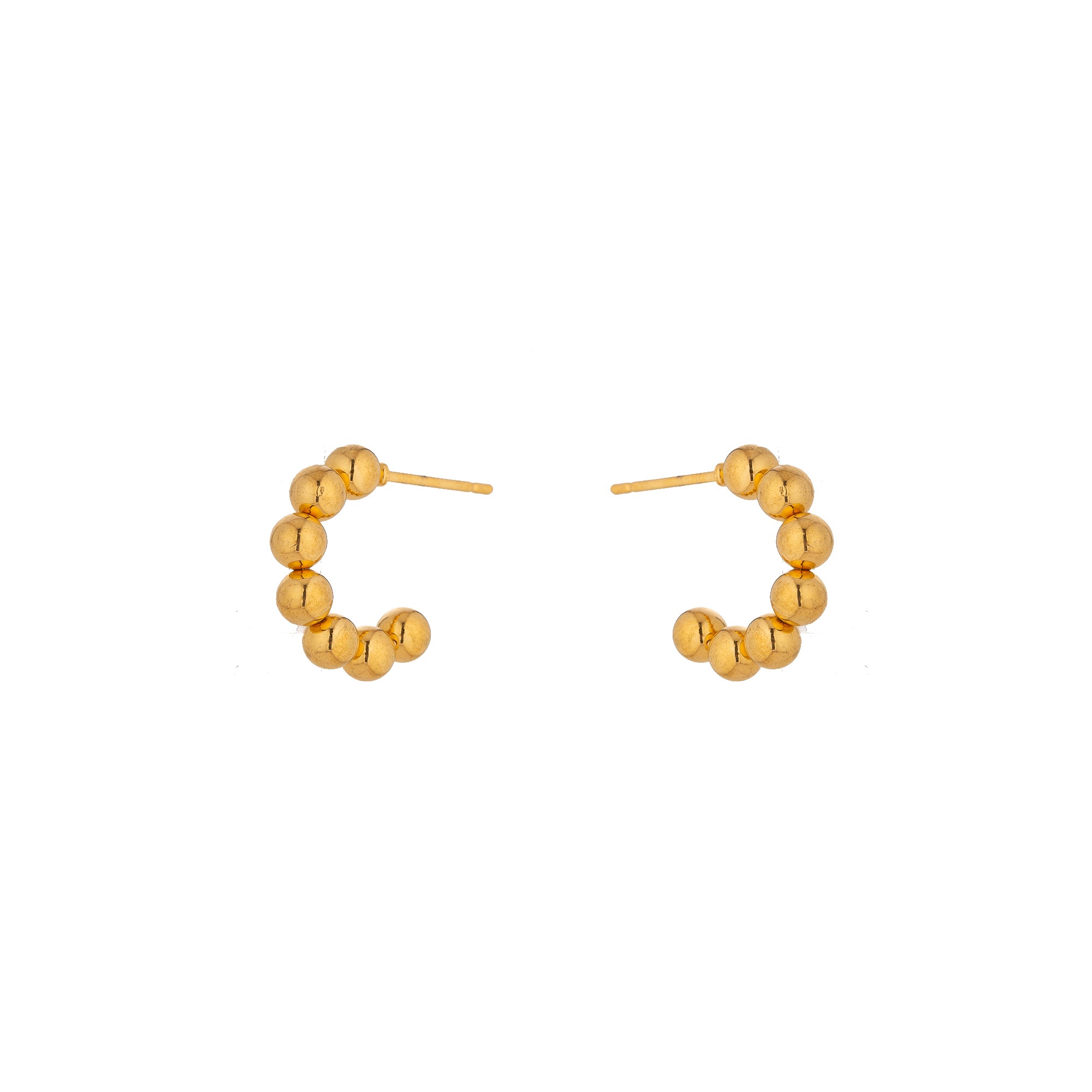 Dainty Gold Beaded Stud Hoop Earring-00359
