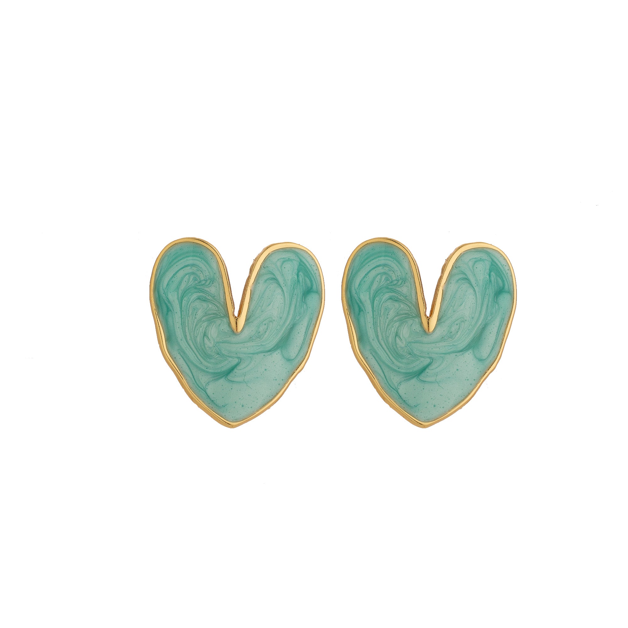 Chic Green Enamel Heart Stud Earring Earring-00362