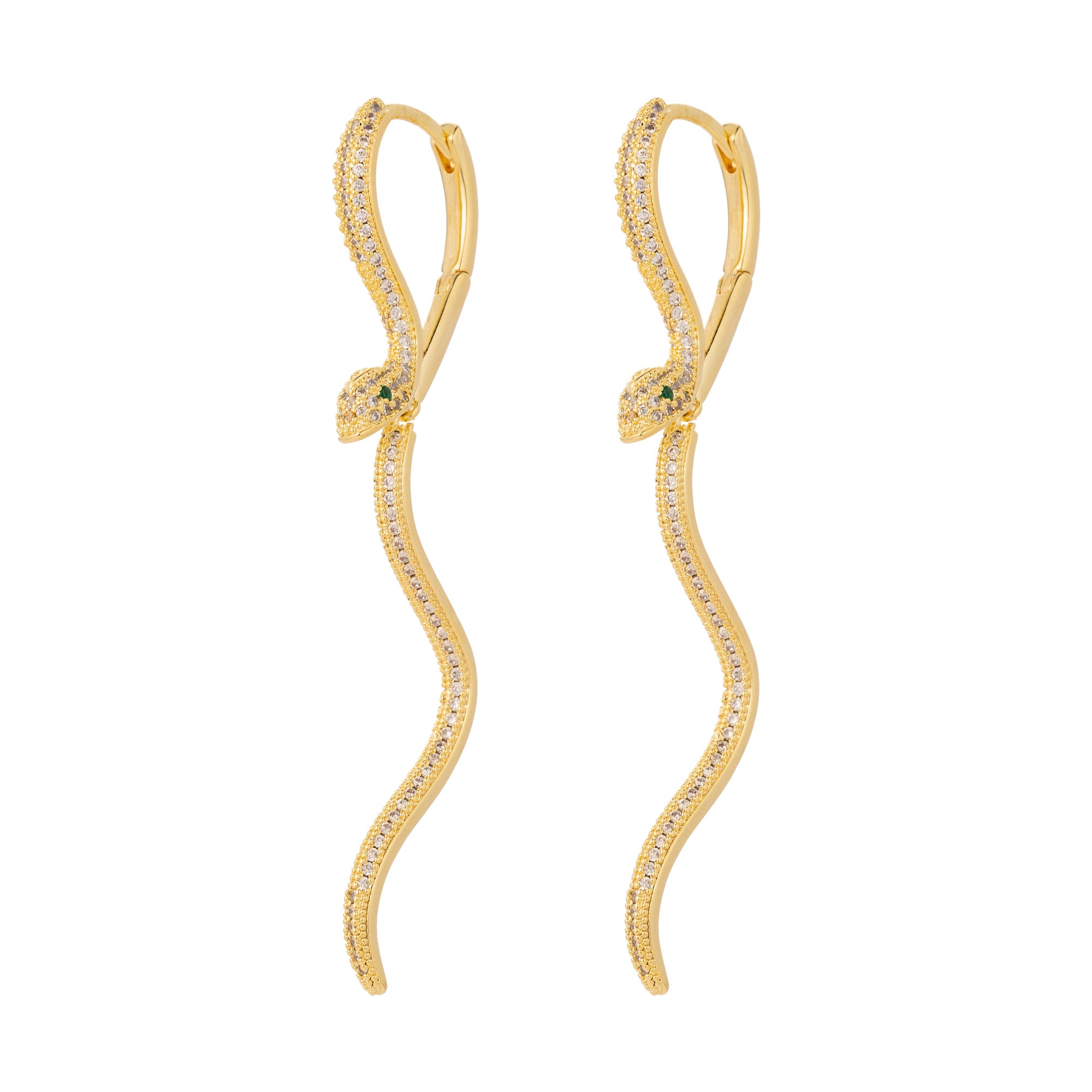 Classic Gold CZ Snake Dangling Earring-00072 Earring-00073