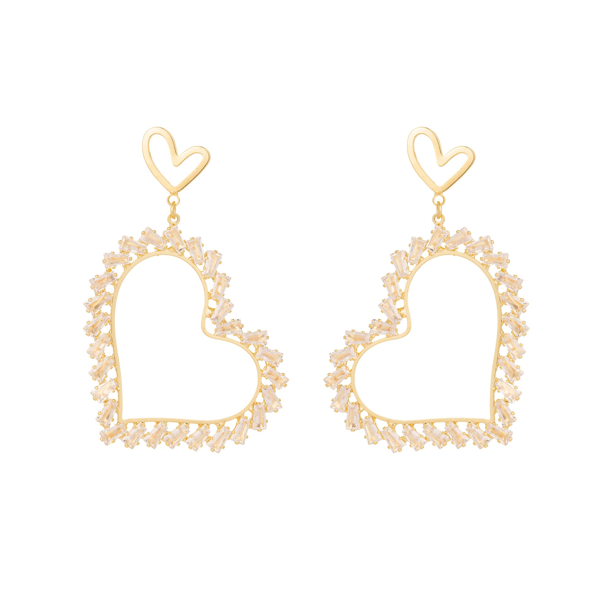 Classic Gold CZ Heart Dangling Earring-00084 Earring-00085