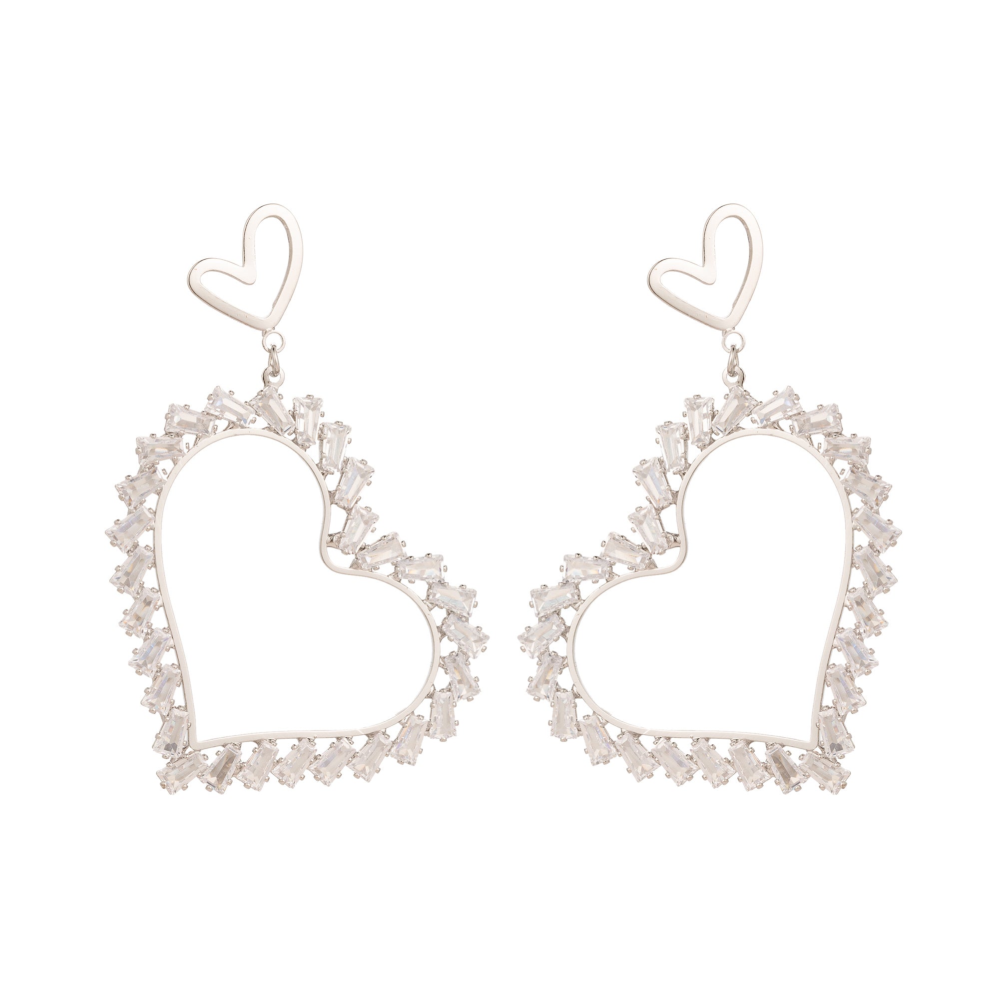 Classic Gold CZ Heart Dangling Earring-00084 Earring-00085
