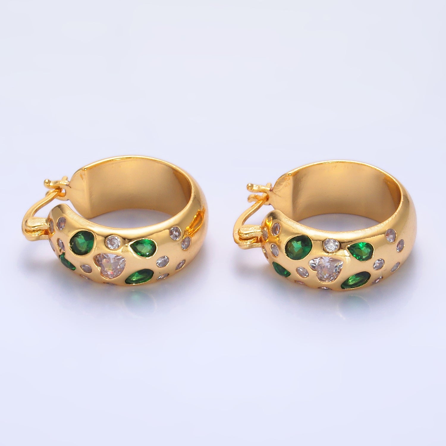Gold Chunky Gold Or Silver CZ Thick Hoops Earring-00242 Earring-00243 Earring-00244 Earring-00245 Earring-00246 Earring-00247