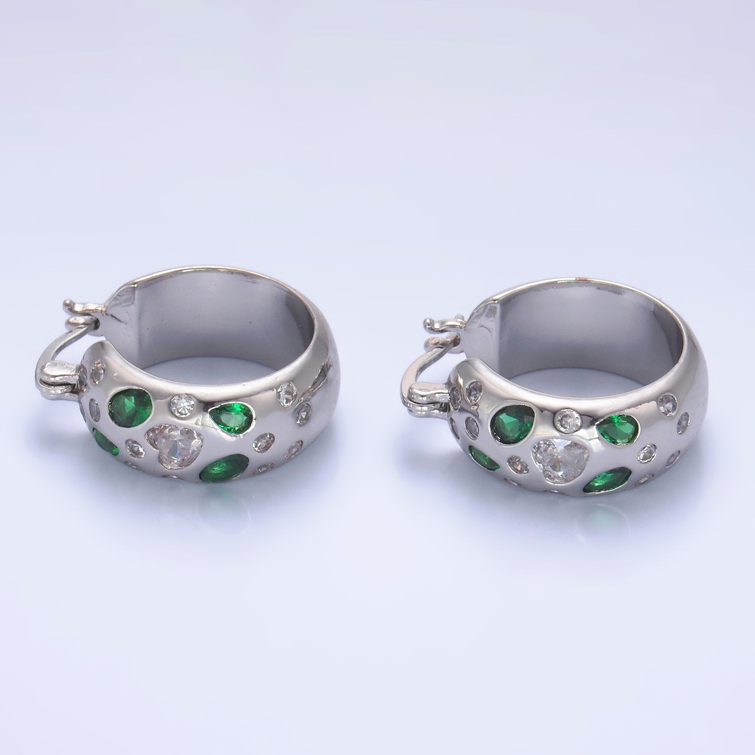 Gold Chunky Gold Or Silver CZ Thick Hoops Earring-00242 Earring-00243 Earring-00244 Earring-00245 Earring-00246 Earring-00247