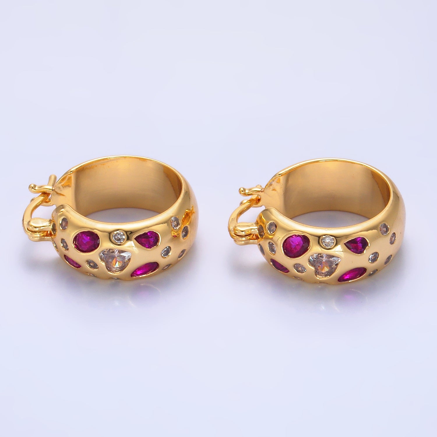 Gold Chunky Gold Or Silver CZ Thick Hoops Earring-00242 Earring-00243 Earring-00244 Earring-00245 Earring-00246 Earring-00247