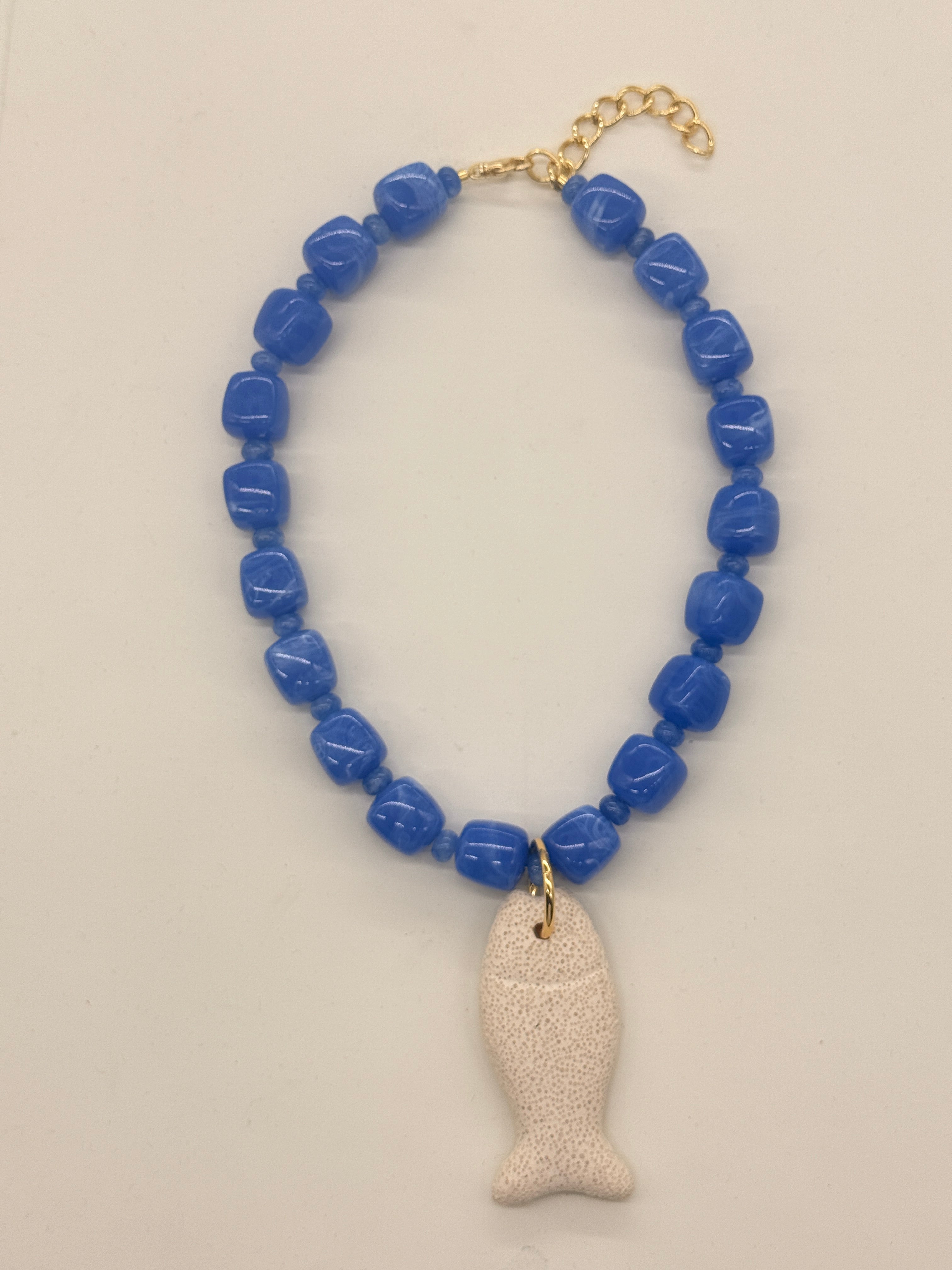 Blue Resin W. Lava Stone Fish NC-SJ2077