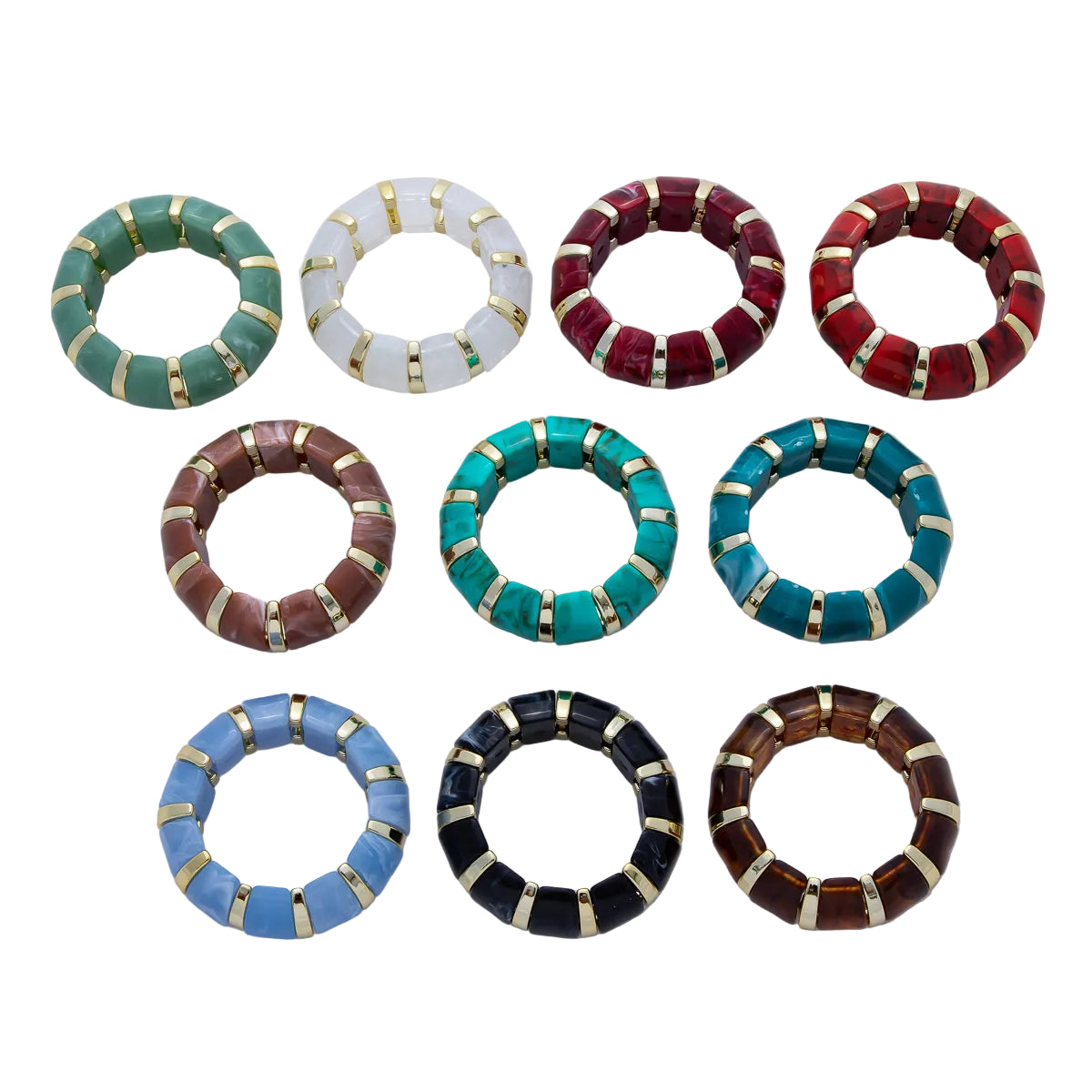 Marble effect jade green stretch resin bangle bracelet  BR-21WA2460