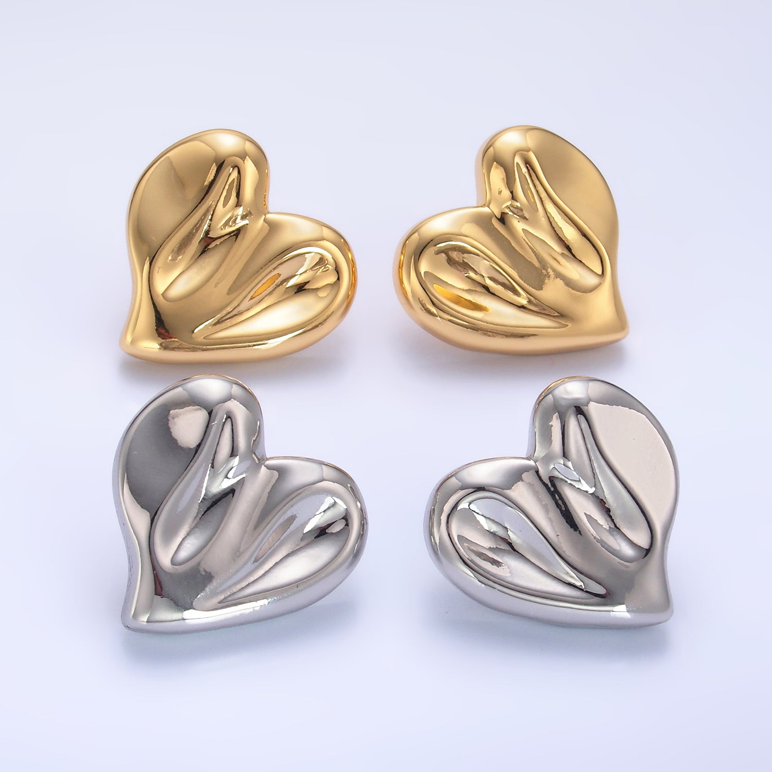 Gold Dainty Gold or Silver Heart Studs