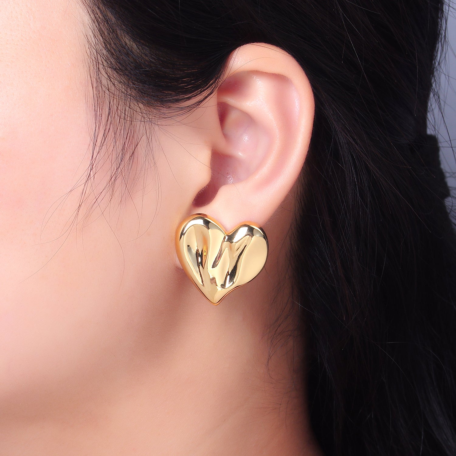 Gold Dainty Gold or Silver Heart Studs