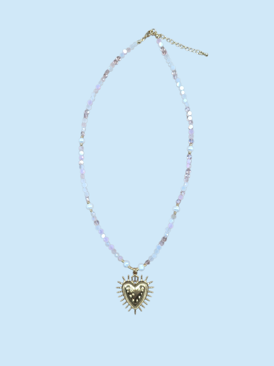 Pink Multifaceted Gemstone W. Sacred Heart NC-SJ2109