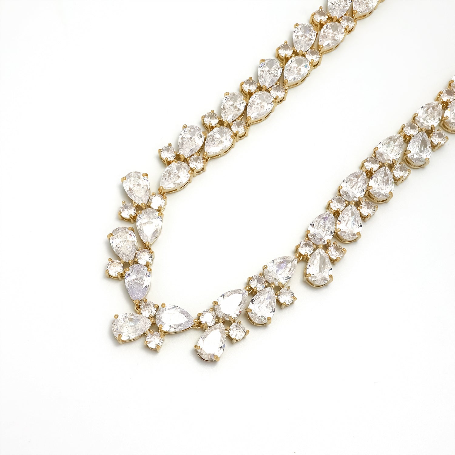 Gold Vintage Gold CZ Pear Diamond Tennis Chain-00055 to Chain-00060