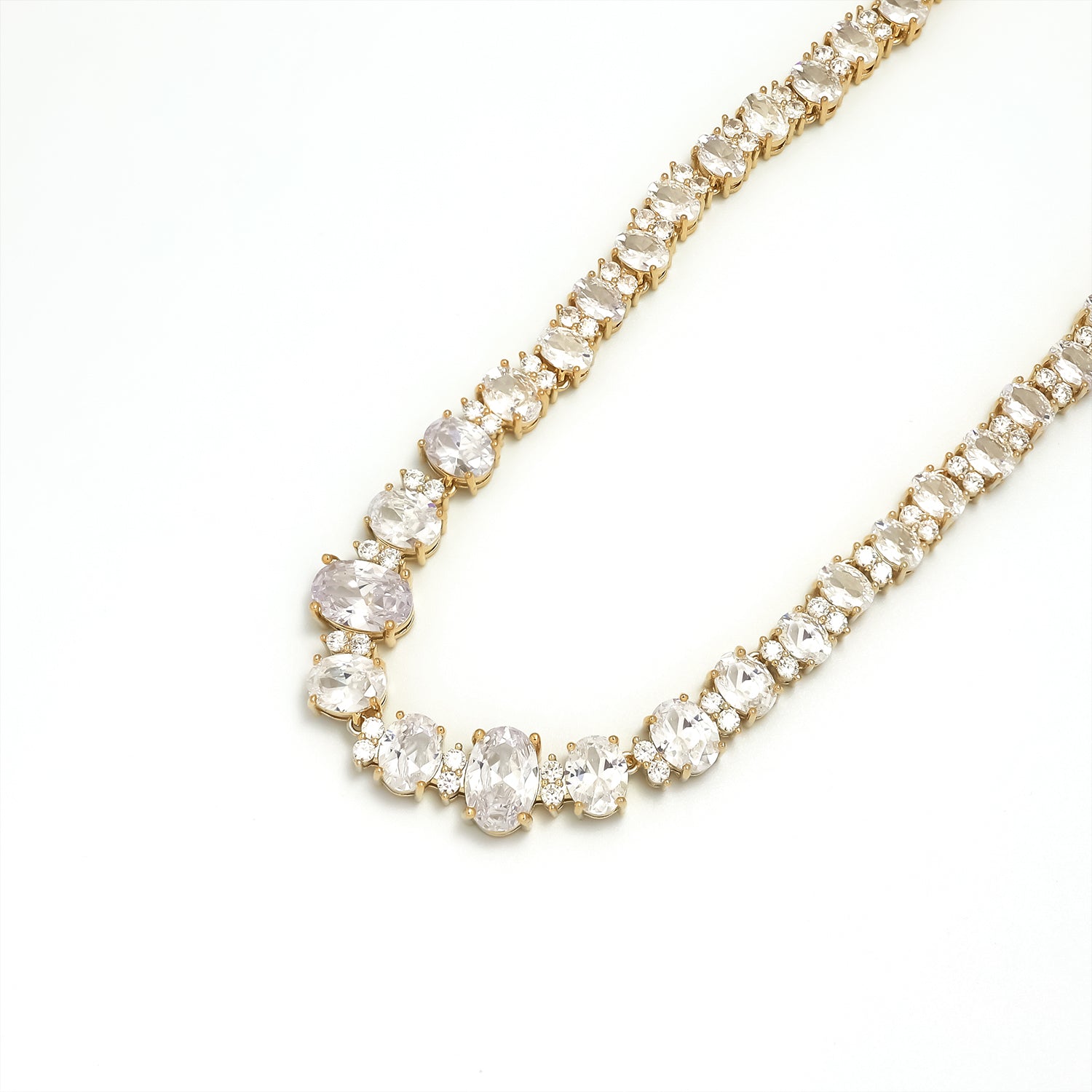 Gold Chic Gold CZ Oval Diamond Tennis Chain-00067 to Chain-00070