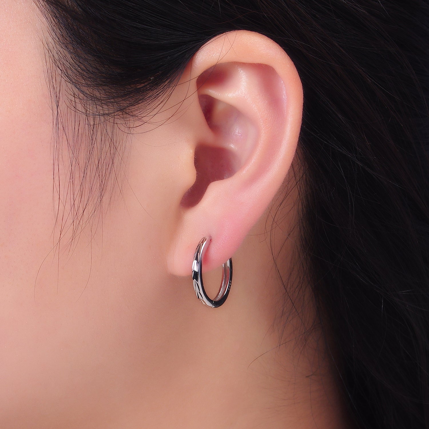 Dainty Sterling Silver Heart Huggies Earring-00265