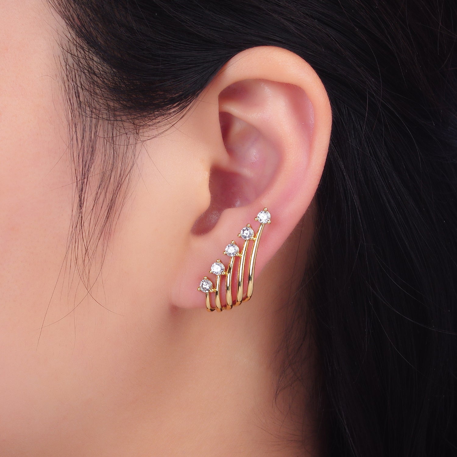 Gold Dainty Gold or Silver CZ Minimalist Studs Earring-00128 Earring-00129