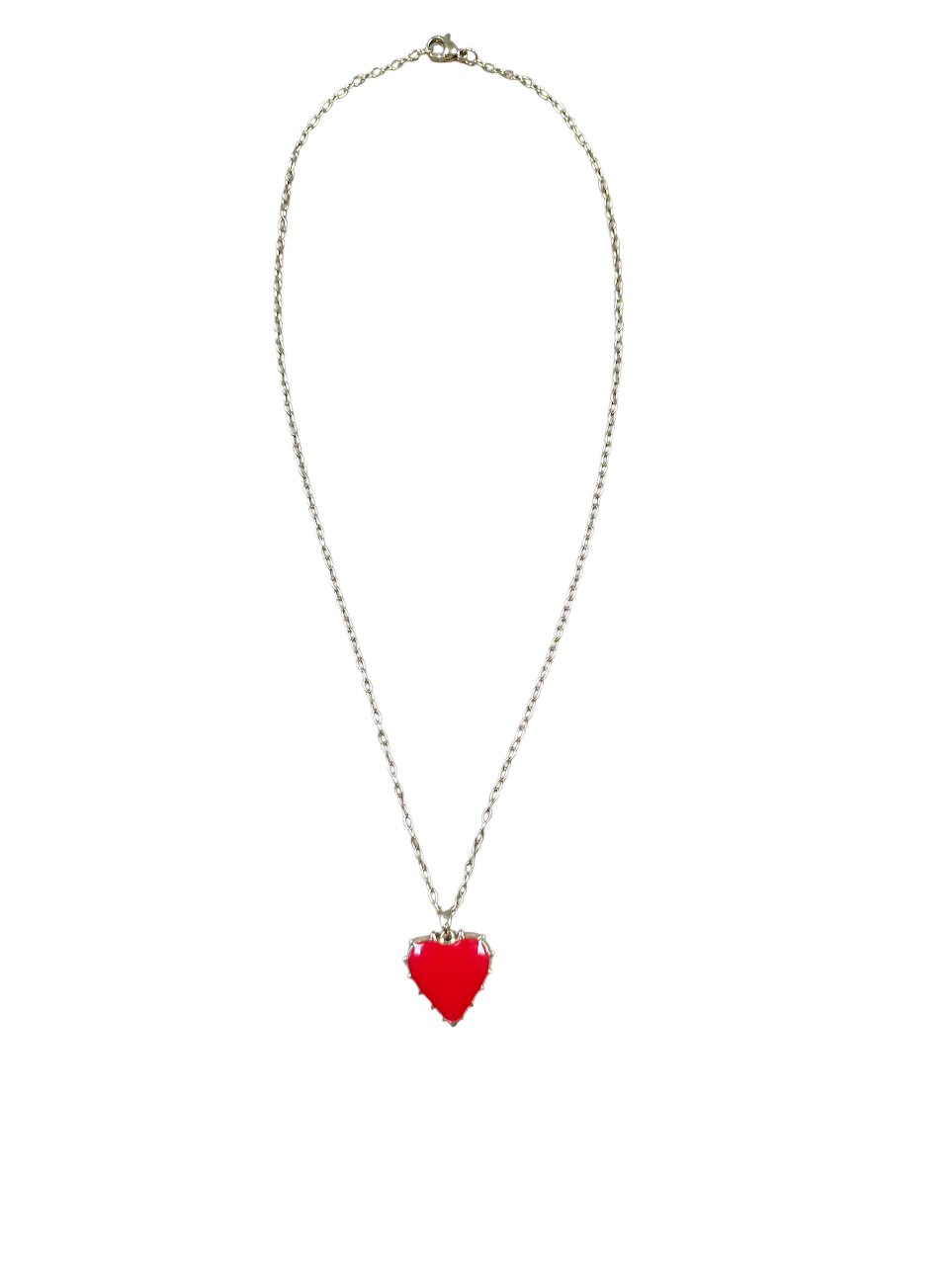 Red Spiked Heart Dainty Cable Chain ✦ NC-SJ0517