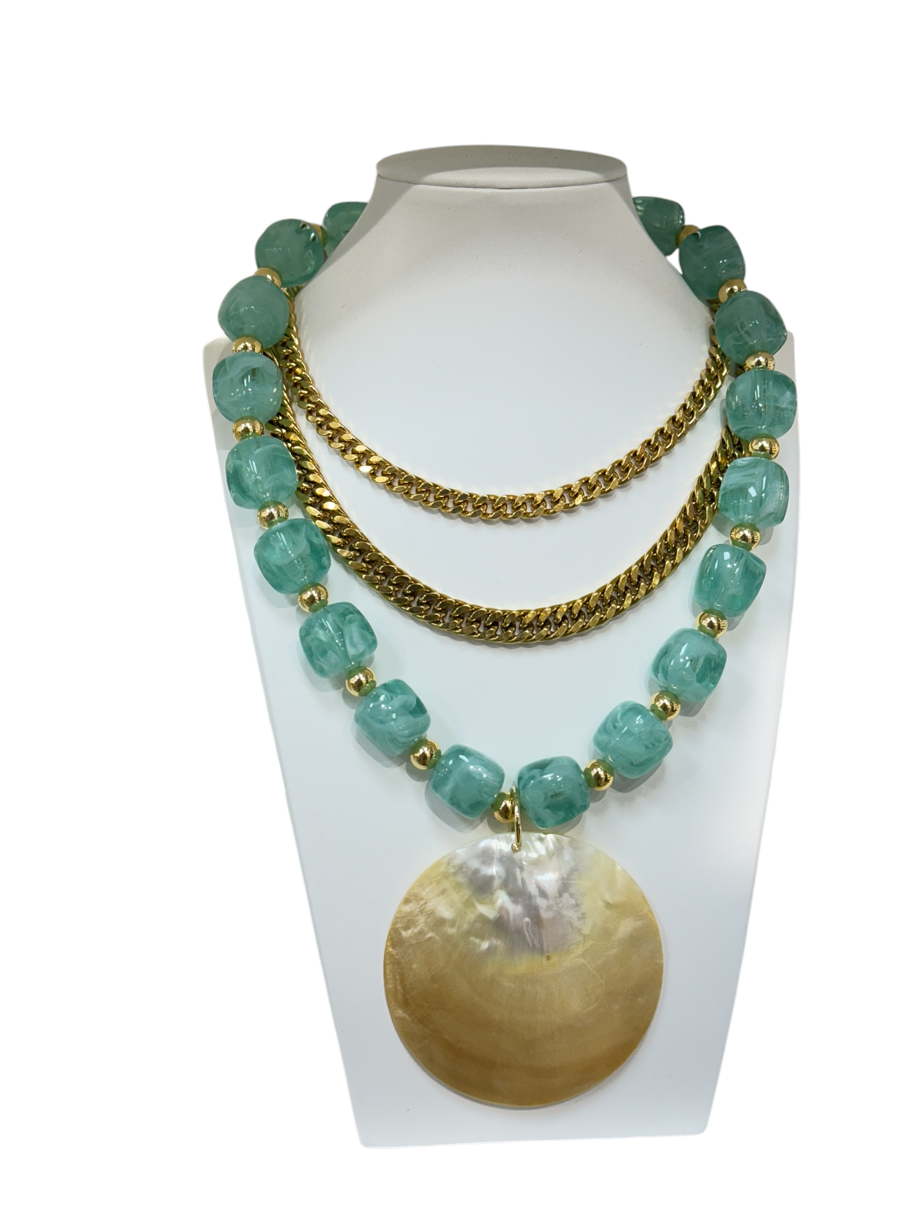 Chunky resin beaded necklace with big seashell pearl NC-SJ2049 to NC-SJ2055